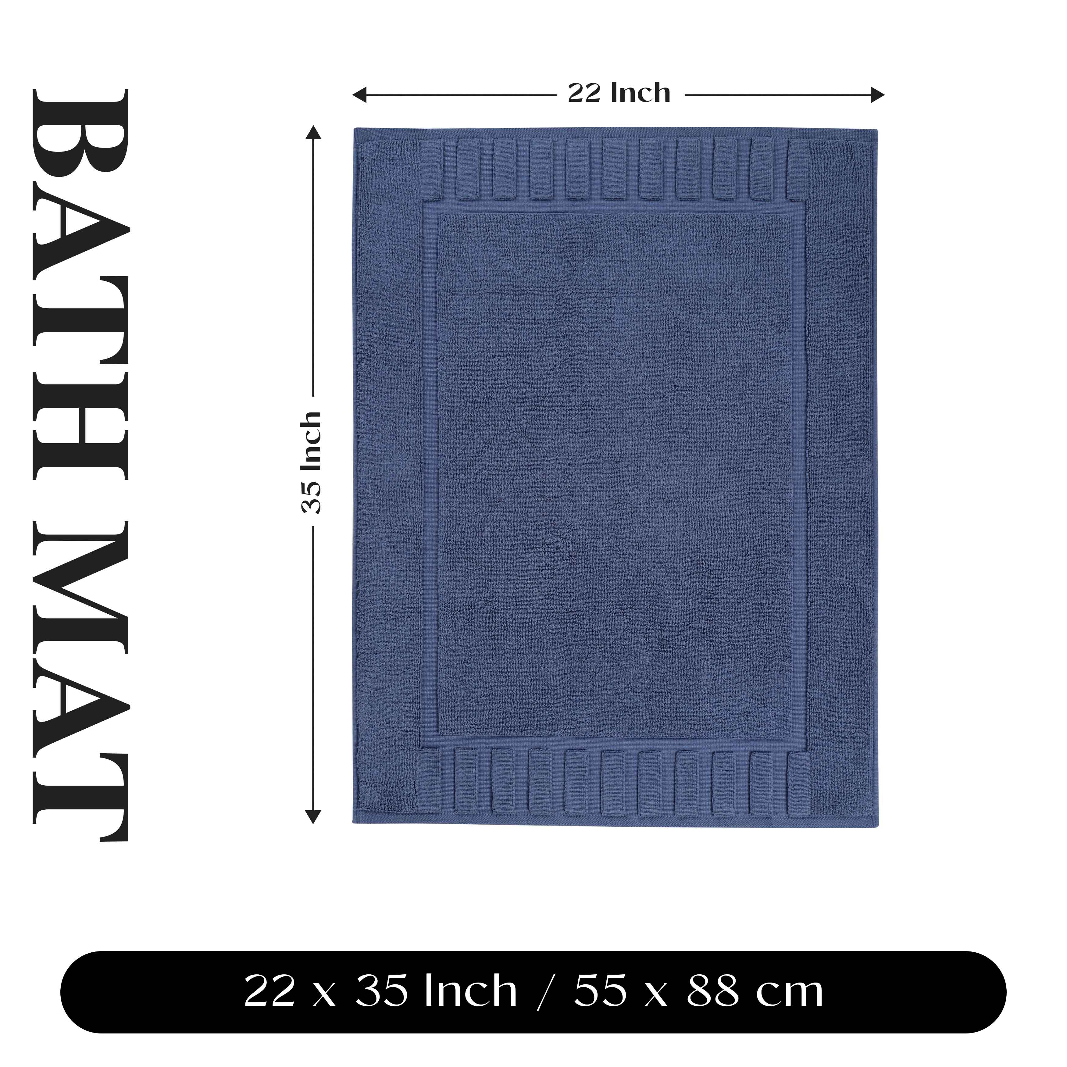 Premium Cotton Modern Geometric Border Bath Mat Set of 2 - Ultra Absorbent, Non-Slip, Quick Dry Bathroom Rug for Bath, Shower & Vanity Area