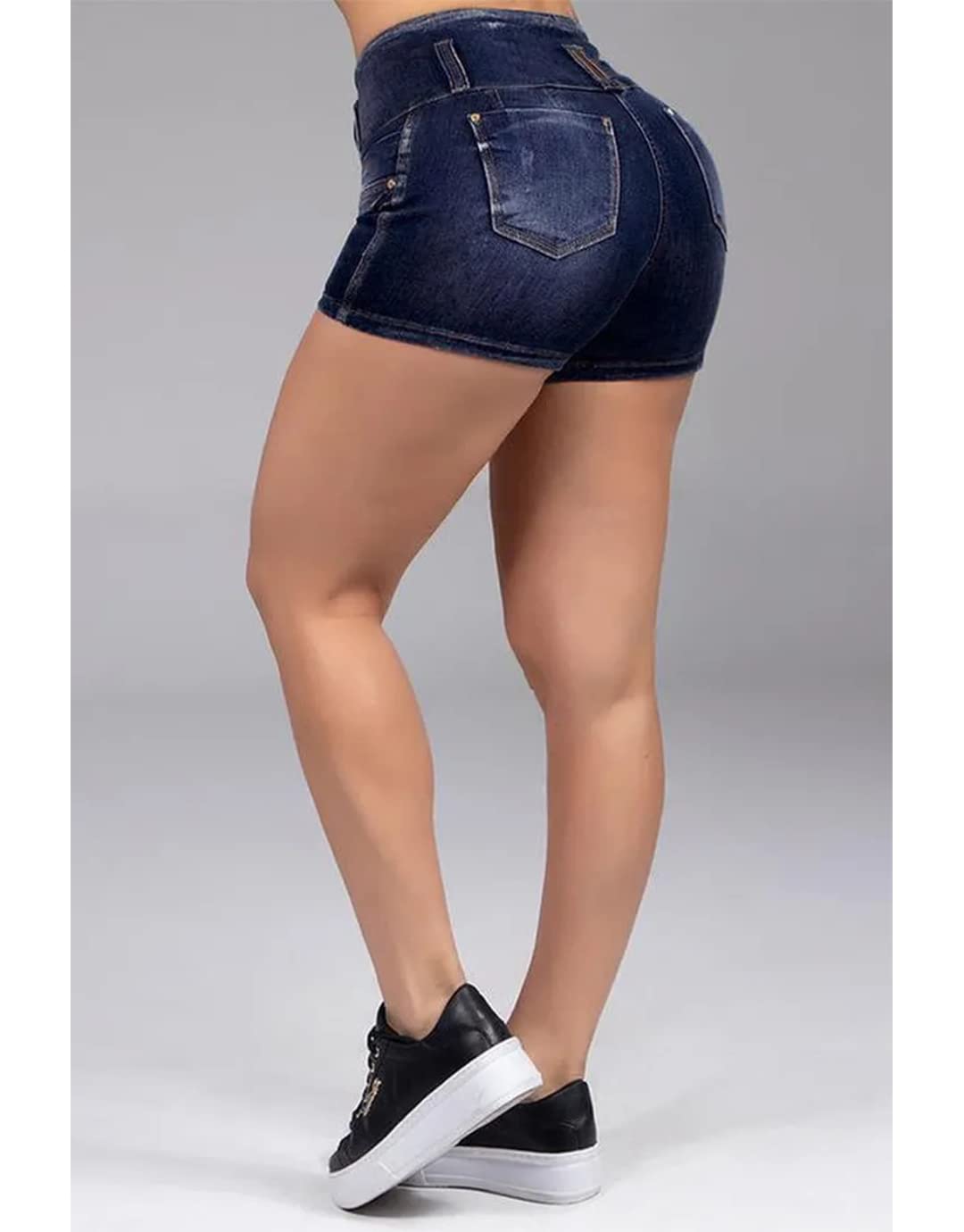 Flamingals Women's High Waist Butt Lifting Denim Shorts with Pockets - Raw Ripped Frayed Hem Jeans for Casual Wear & Summer Outfits