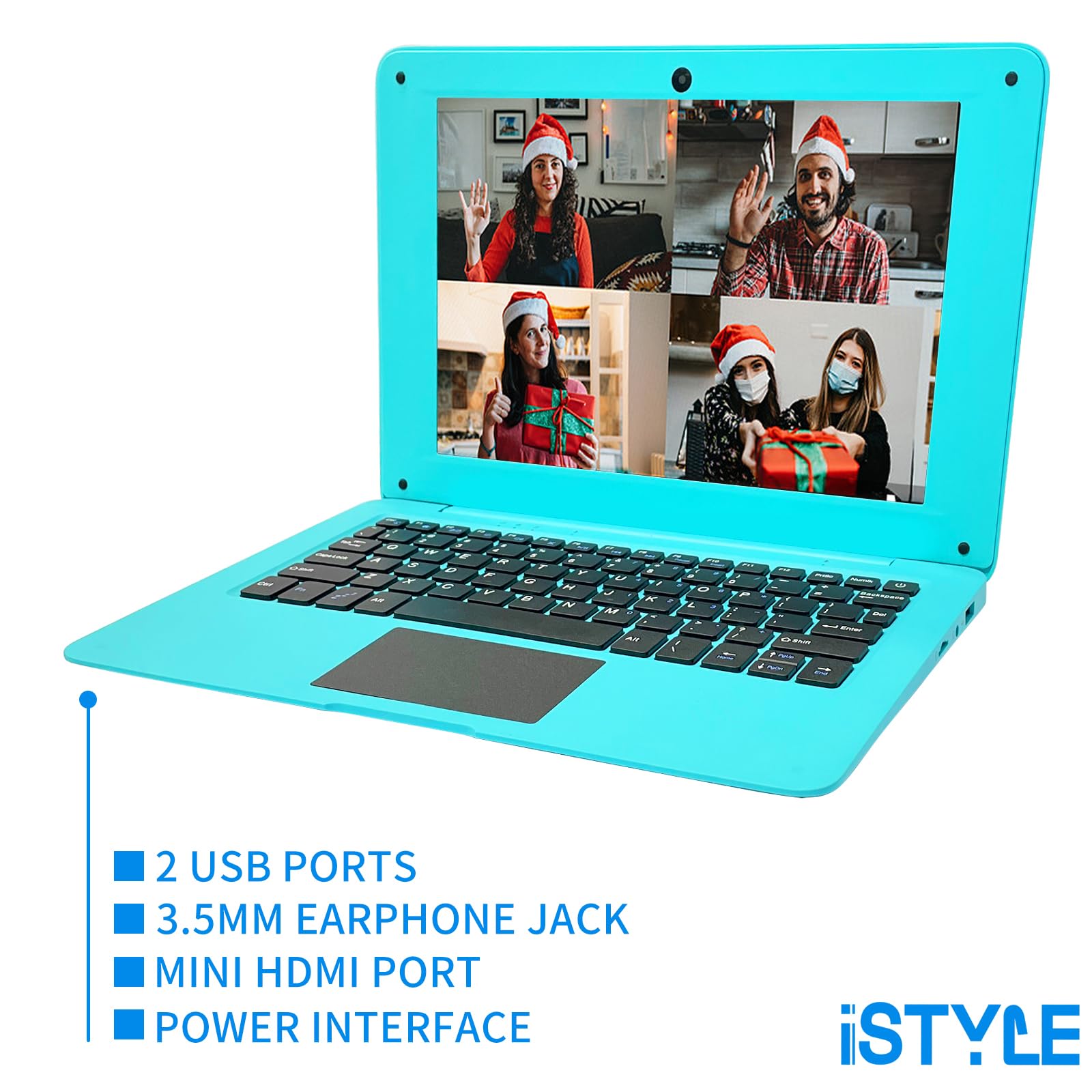 10.1 Inch Ultra Thin Windows 10 Laptop - Intel Quad Core, 4GB RAM, 64GB Storage, Expandable to 1TB, USB 3.0, WiFi, HDMI, Bluetooth - Portable Netbook for Students, Business & Travel (Blue)