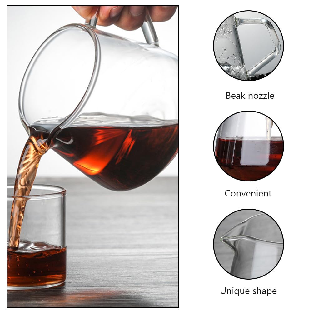 Premium Glass Hand Pour Coffee Maker - 650ml Clear Latte Art Pitcher & Carafe for Home Baristas - Perfect for Pour Over, Drip Coffee & Iced Brews - Ideal for Coffee Shops, Home Use & Gifting