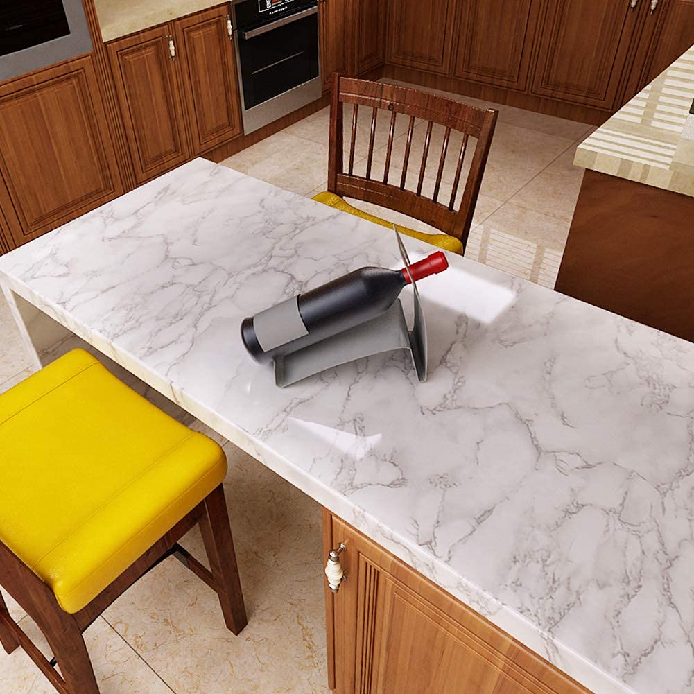 Livelynine Modern Marble Peel and Stick Wallpaper - Waterproof Vinyl Countertop Cover for Kitchen, Desk, Dresser & Table (15.8x78.8 Inch) | Easy DIY Home Decor Upgrade for Countertops & Furniture