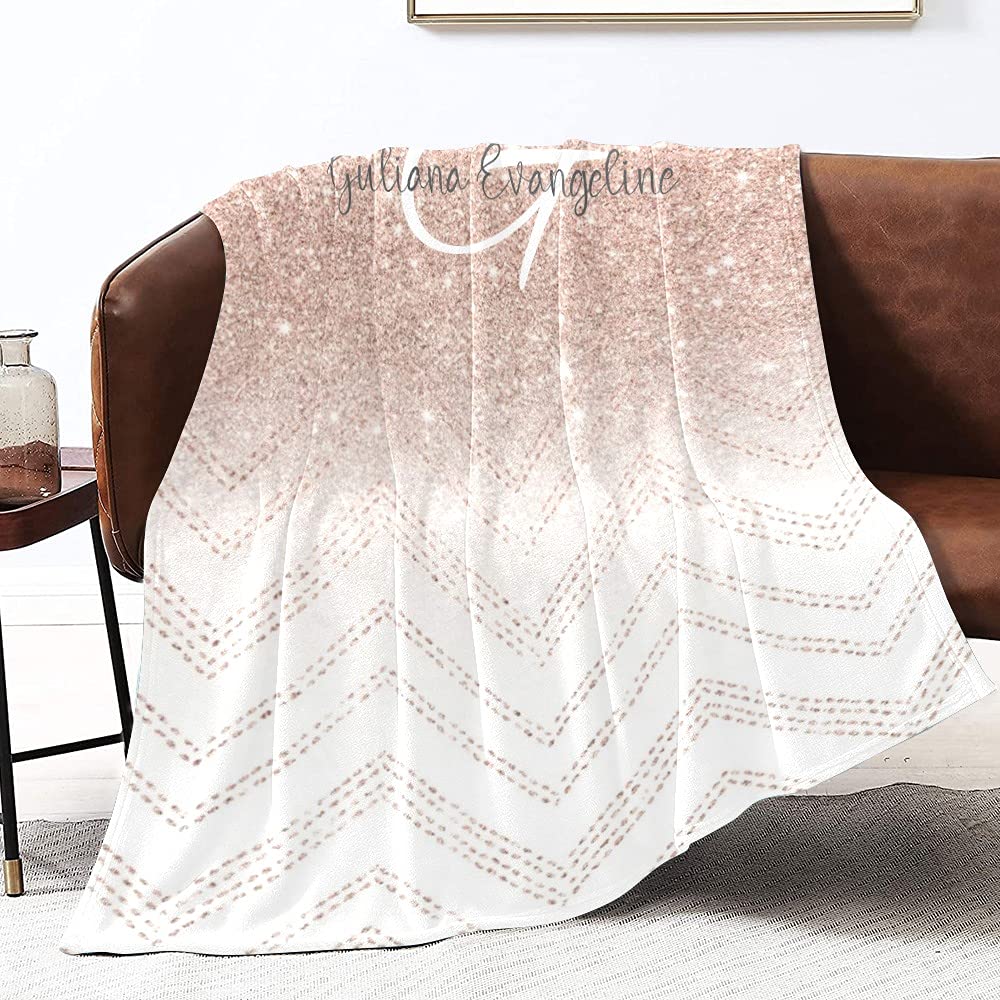 Personalized Rose Gold Chevron Fleece Throw Blanket - Custom Name & Birthday Gift - 50x60 Inches for Couch, Bed, Sofa - Cozy Gift for Boys, Girls & Teens - Perfect for Home Decor, Anniversary Presents & Winter Snuggling