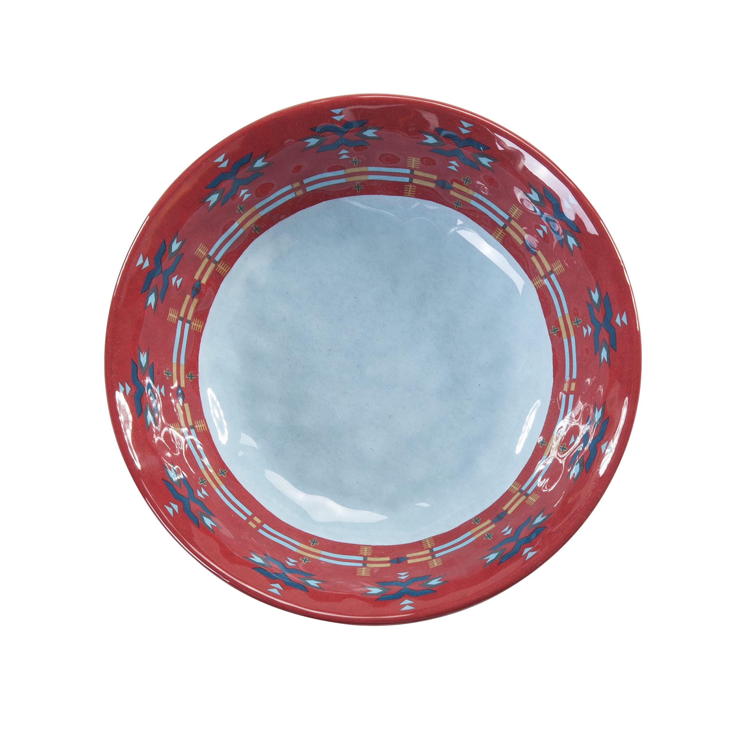 HiEnd Accents Spirit Valley 14-Piece Melamine Dinnerware Set - Plates, Bowls & Serving Platter - Southwestern Rustic Aztec Style for Cabin, Lodge & Outdoor Dining