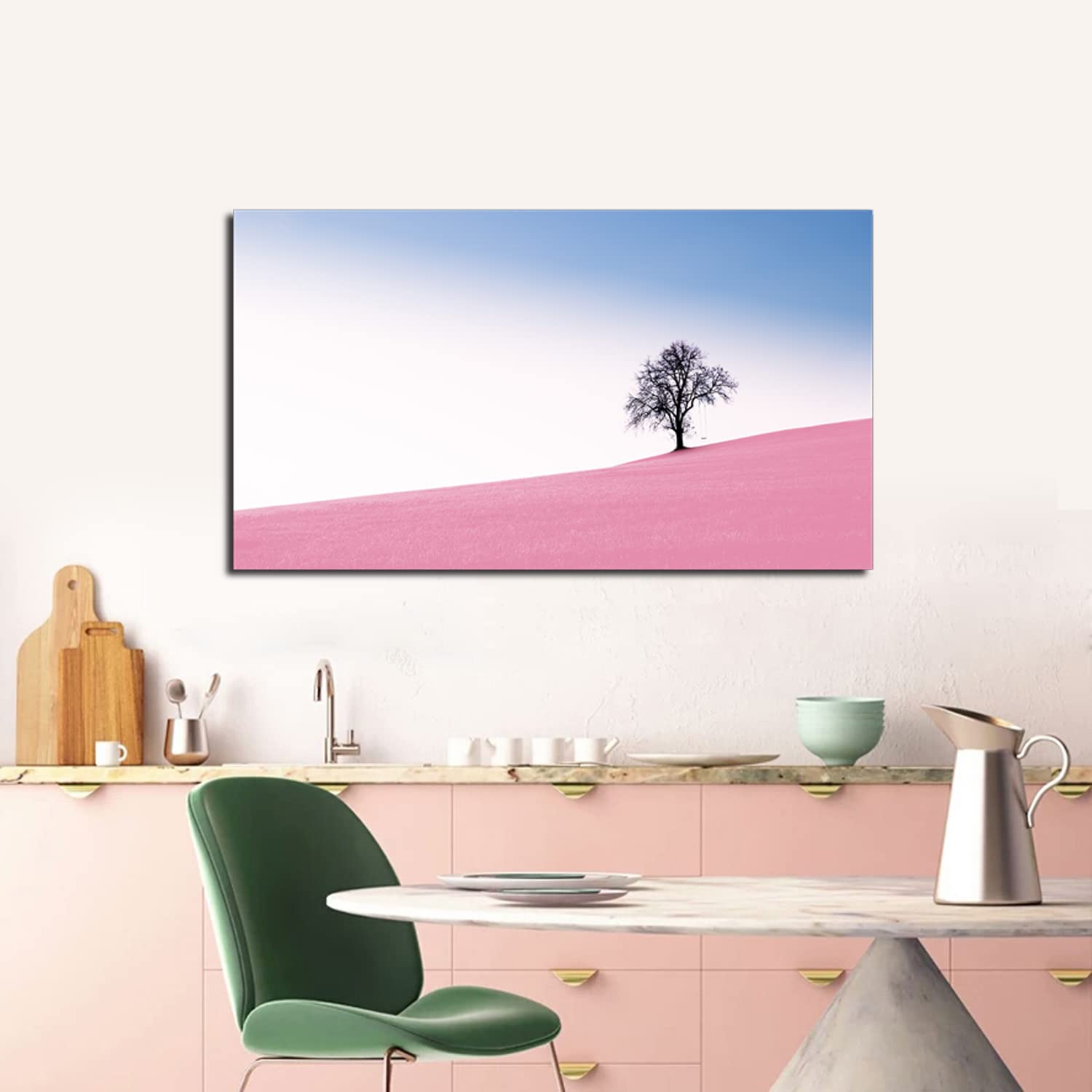 Pink Desert Sunset Canvas Wall Art - Framed Sand Dunes Painting for Home, Office, Bedroom & Living Room Decor | Ready to Hang | Perfect for Boho, Modern & Minimalist Interior Design