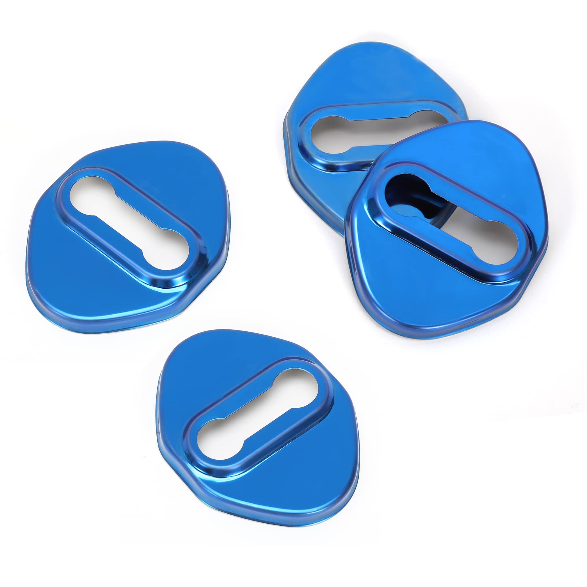 TOMALL 4pcs Stainless Steel Car Door Lock Latches Cover Protector - Compatible with Honda Accord, Civic, CR-V, XR-V, HR-V, UR-V, Odyssey, Crosstour, Pilot, Vezel - Sports Style Accessories (Blue) - Prevent Rust & Theft for Enhanced Vehicle Security