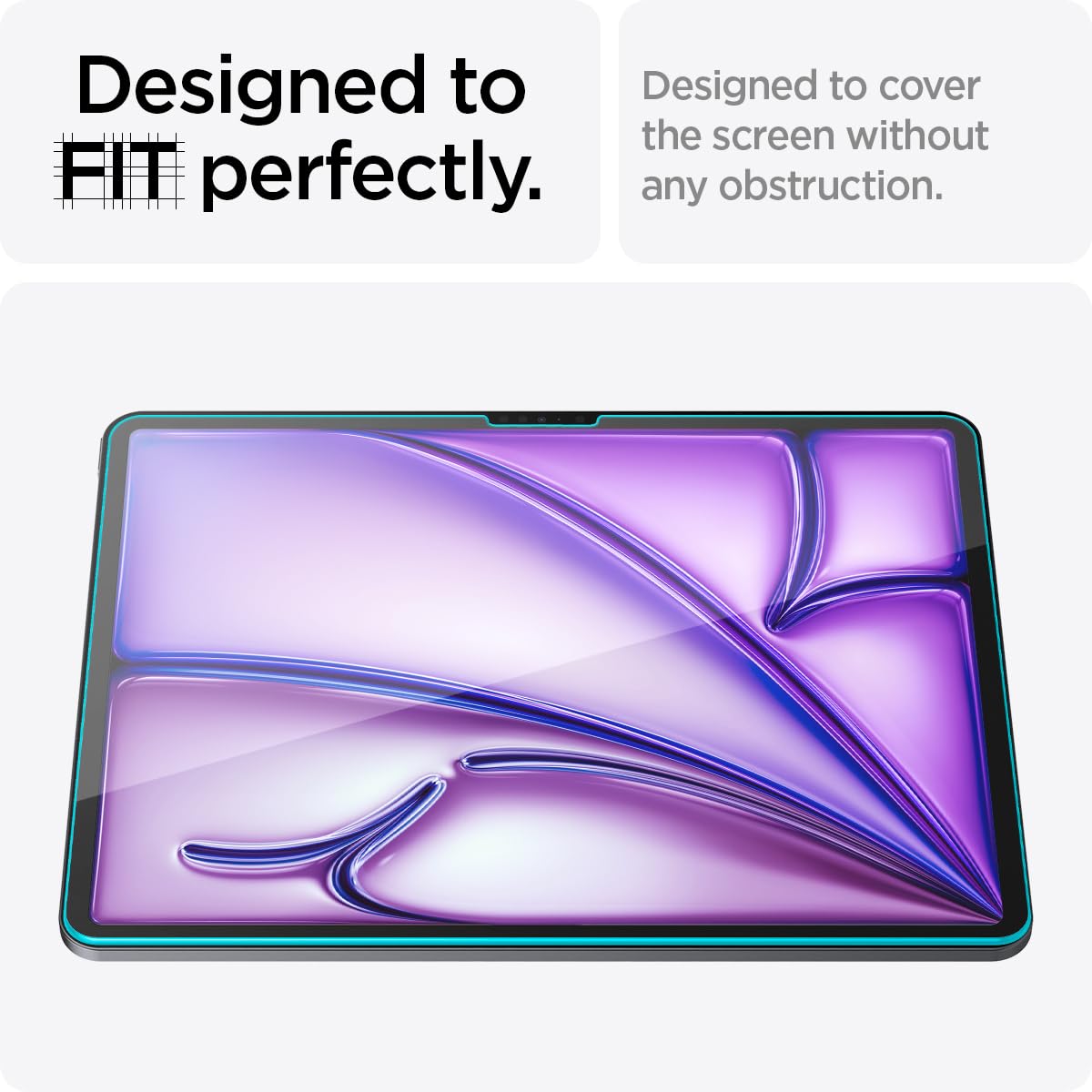 Spigen Tempered Glass Screen Protector for iPad Air 13 inch (2024/2025 M2/M3) - 9H Hardness, Case-Friendly, EZ Fit Installation | Perfect for Work, Study & Entertainment Protection