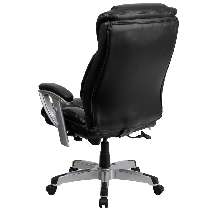 HERCULES Series Big & Tall 400 lb. Capacity Black LeatherSoft Executive Ergonomic Office Chair with Silver Adjustable Arms - Perfect for Home Office, Gaming, and Professional Workspaces