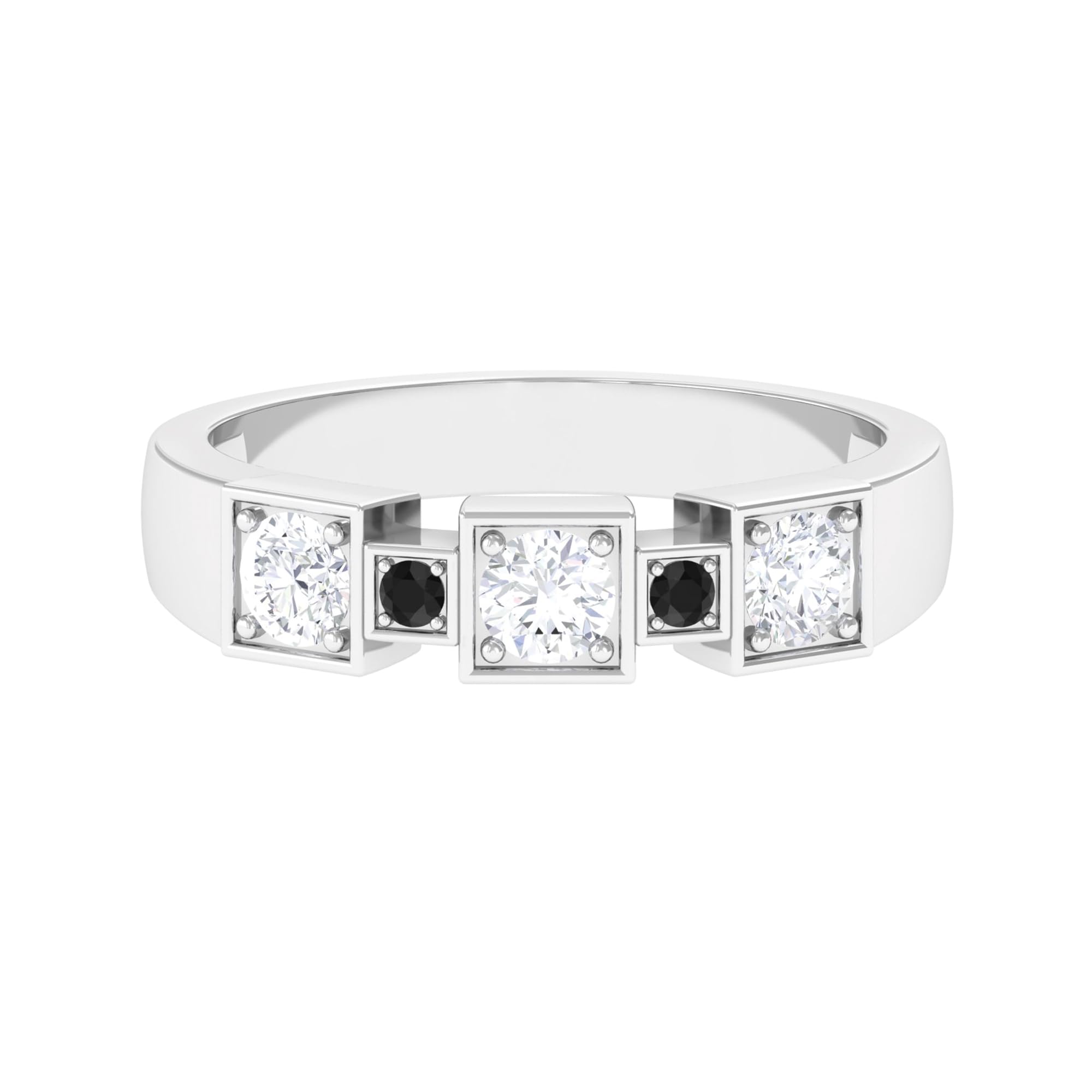 1 CT Moissanite & Black Diamond Wedding Band Ring for Men - 14K Gold Plated Moissanite Engagement Ring, Durable & Hypoallergenic - Perfect for Proposals, Anniversaries, and Everyday Wear