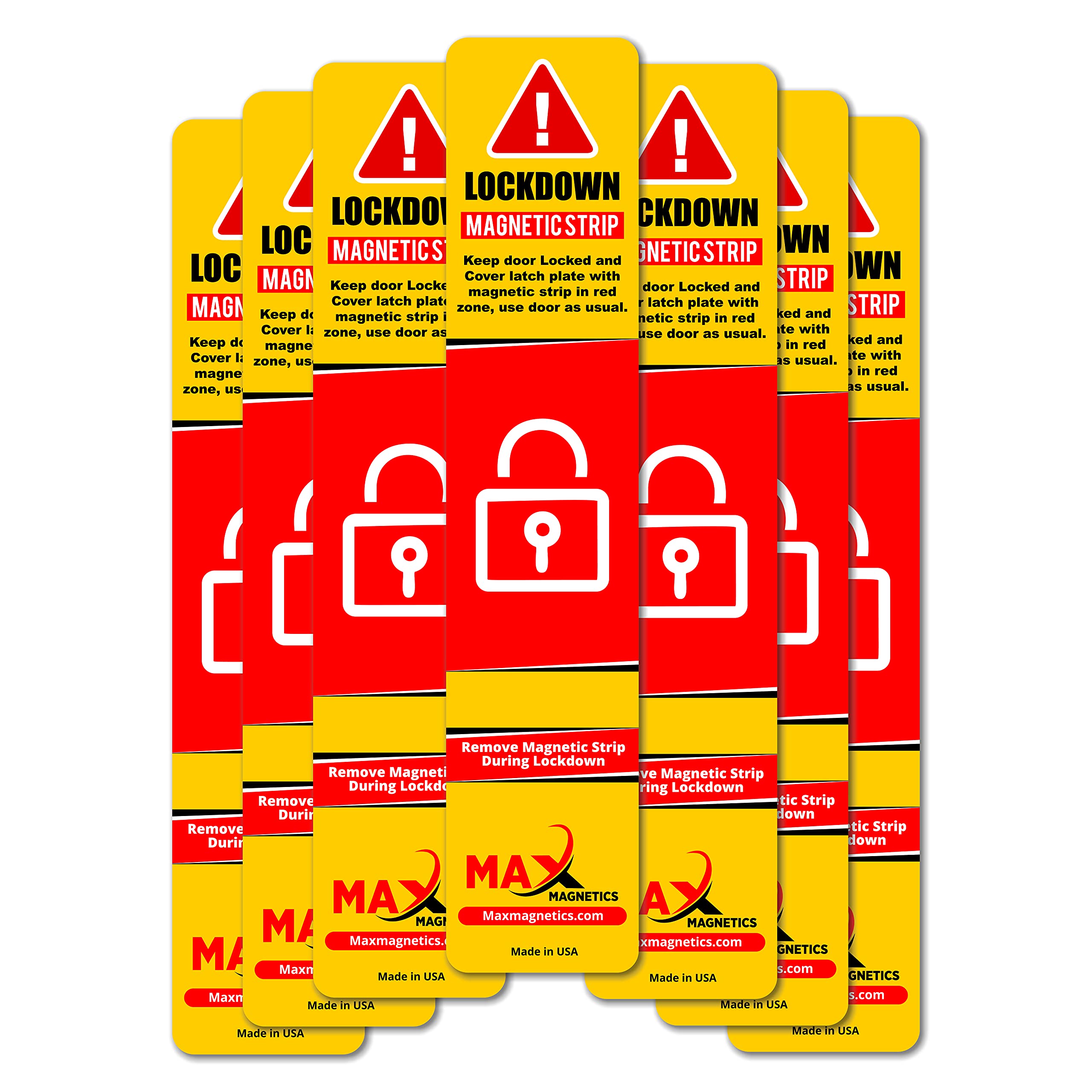 50 Pack Max Magnetics Lockdown Magnetic Strips for Door Frames - High-Density Security Strips for School, Office & Home - Strong Adhesive PVC Coated for Smooth Opening & Closing | Ideal for Classroom Safety, Office Security & Home Protection