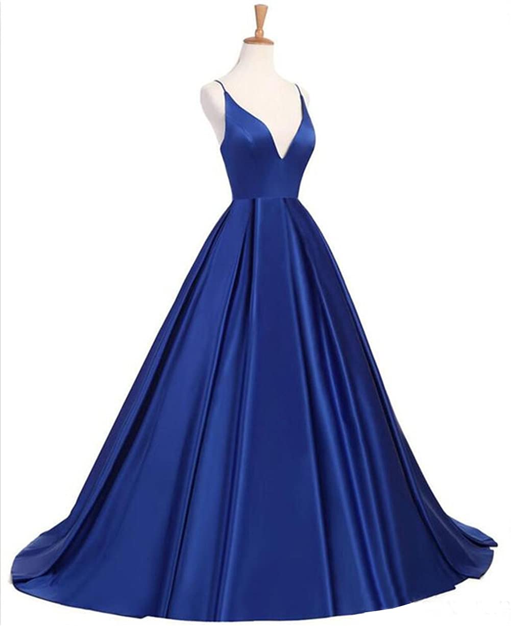 Elegant Dark Purple Satin A-Line Evening Dress for Women - Criss Cross Straps, Sleeveless V-Neck Long Party Gown | Perfect for Prom, Cocktail Parties & Formal Events