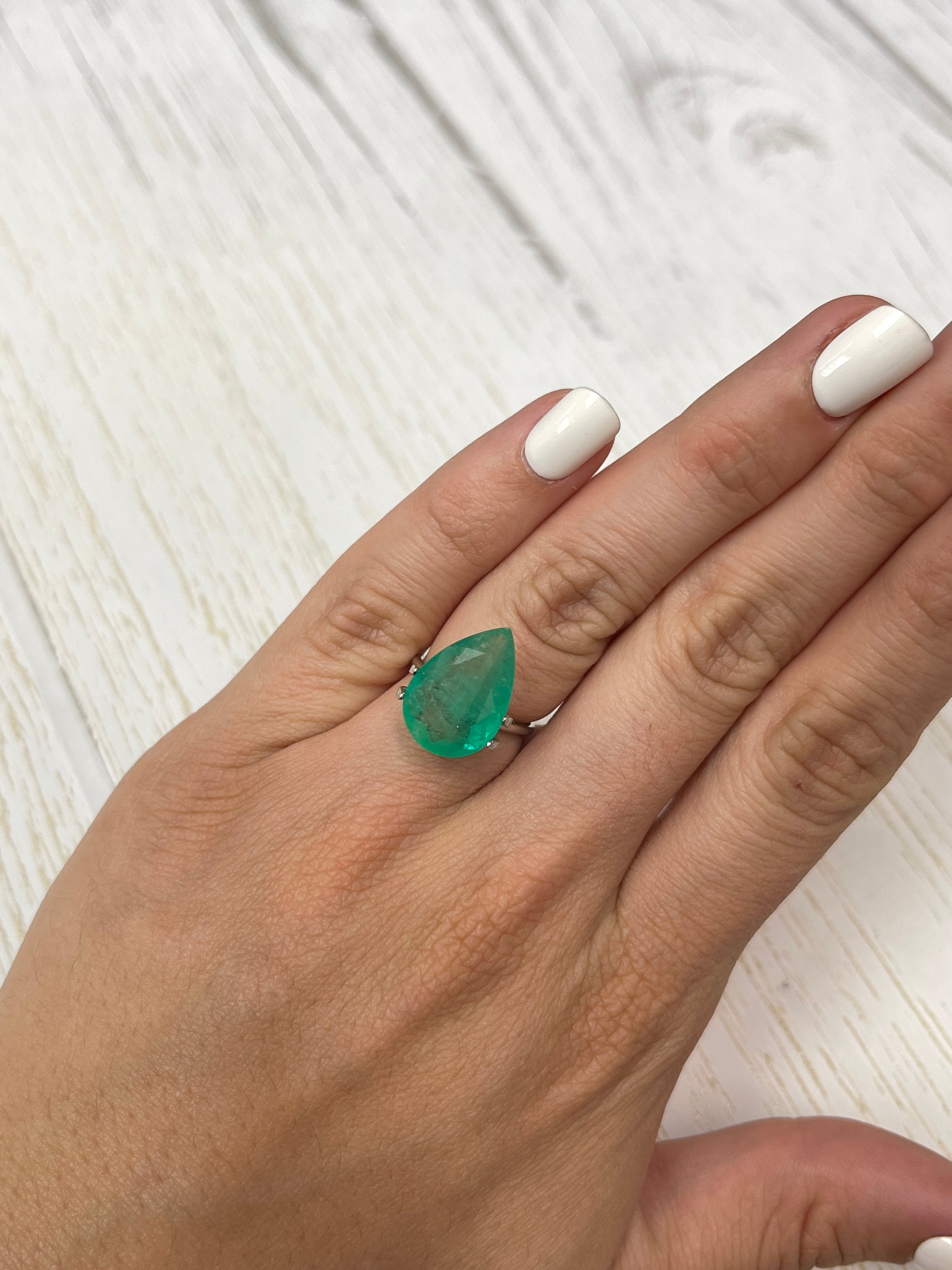 7.36 Carat 17x12mm Bi-Color Green Natural Loose Colombian Emerald Pear Cut Gemstone for Jewelry Making & Engagement Rings