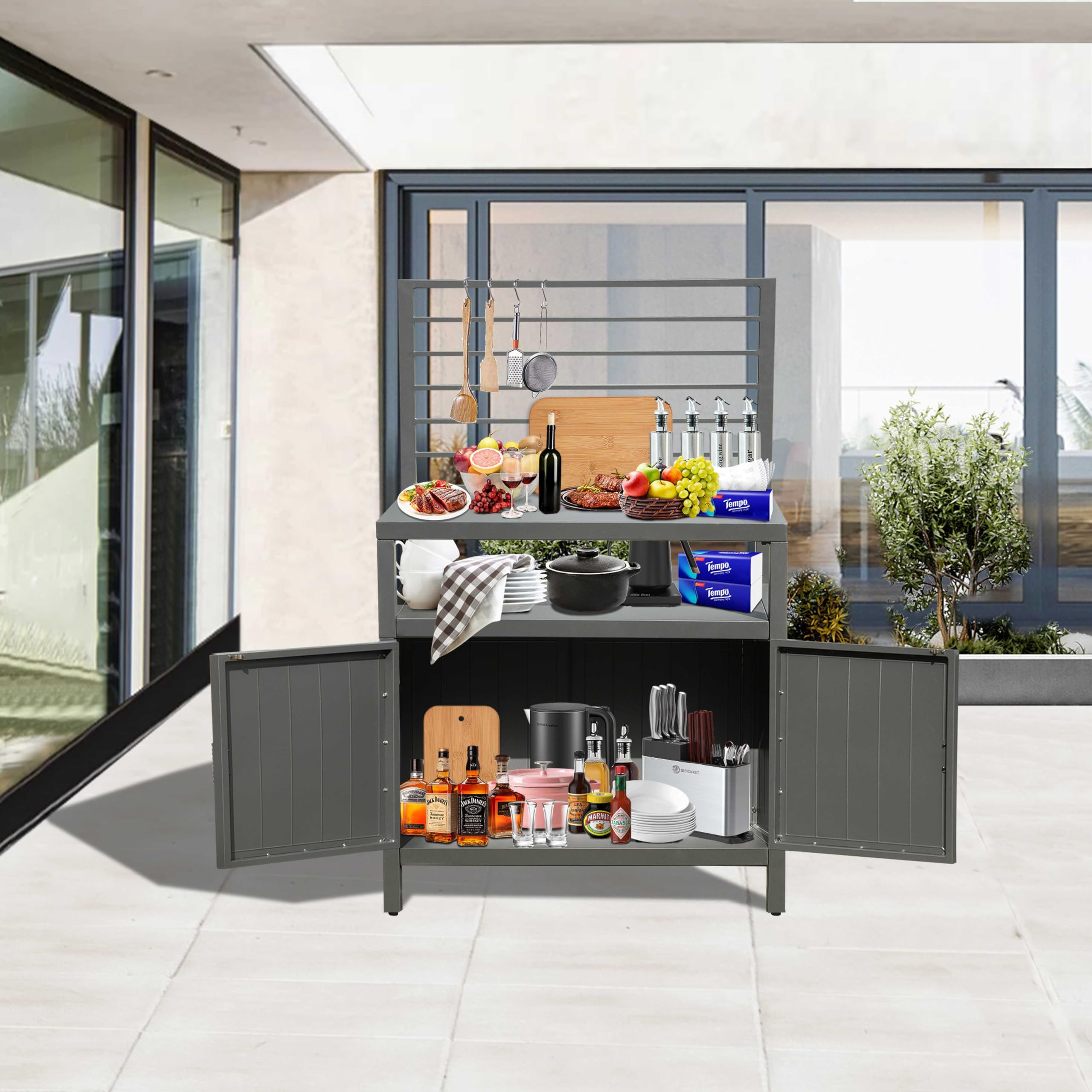 Modular Outdoor Kitchen Island - Aluminum BBQ Grill Table for Deck & Patio