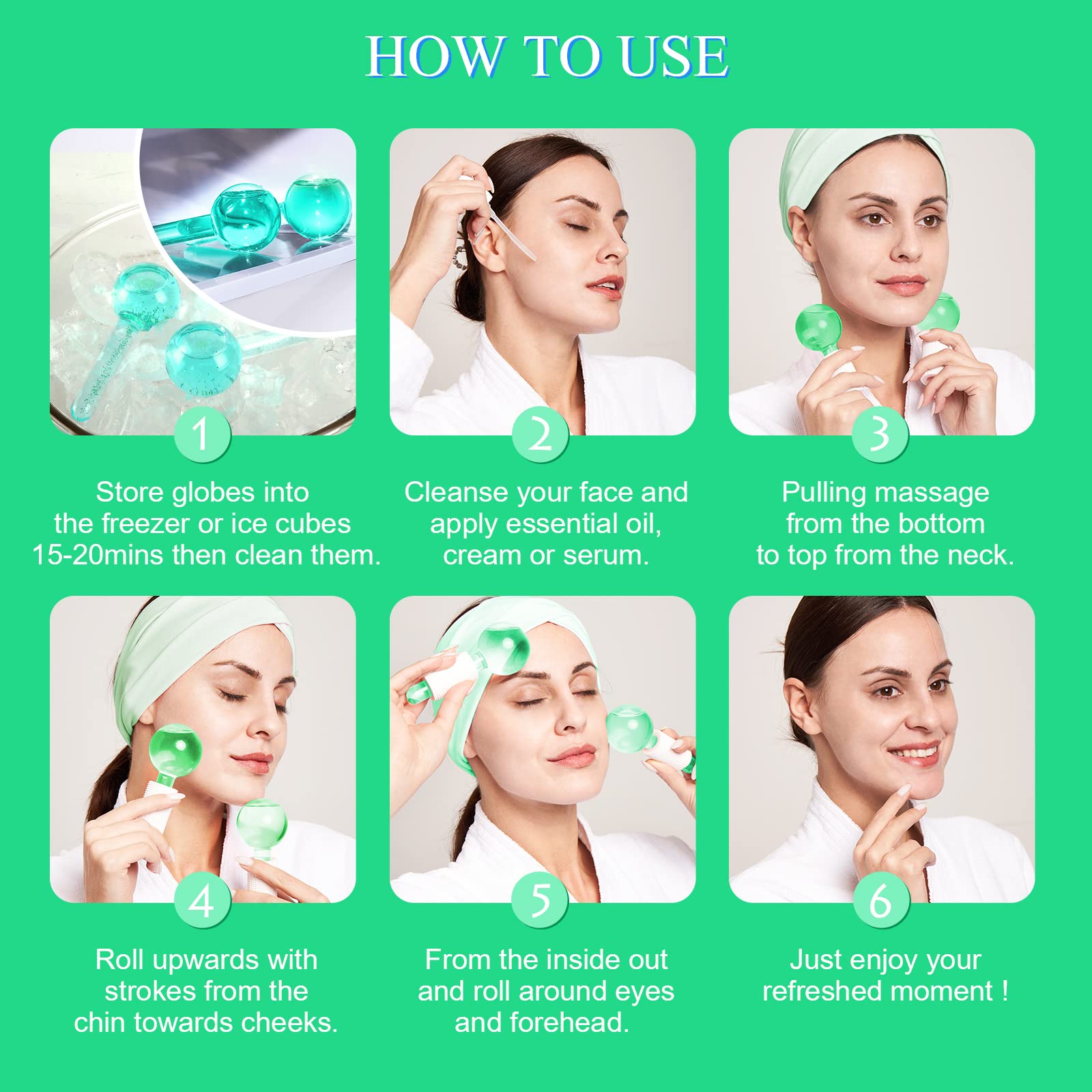 Facial Ice Globes for Skin Tightening & Anti-Aging – Cooling Face Massager for Puffy Eyes & Wrinkles – Beauty Tools for Face, Neck & Eye Care – Perfect for Daily Skincare Routine & Morning Depuffing