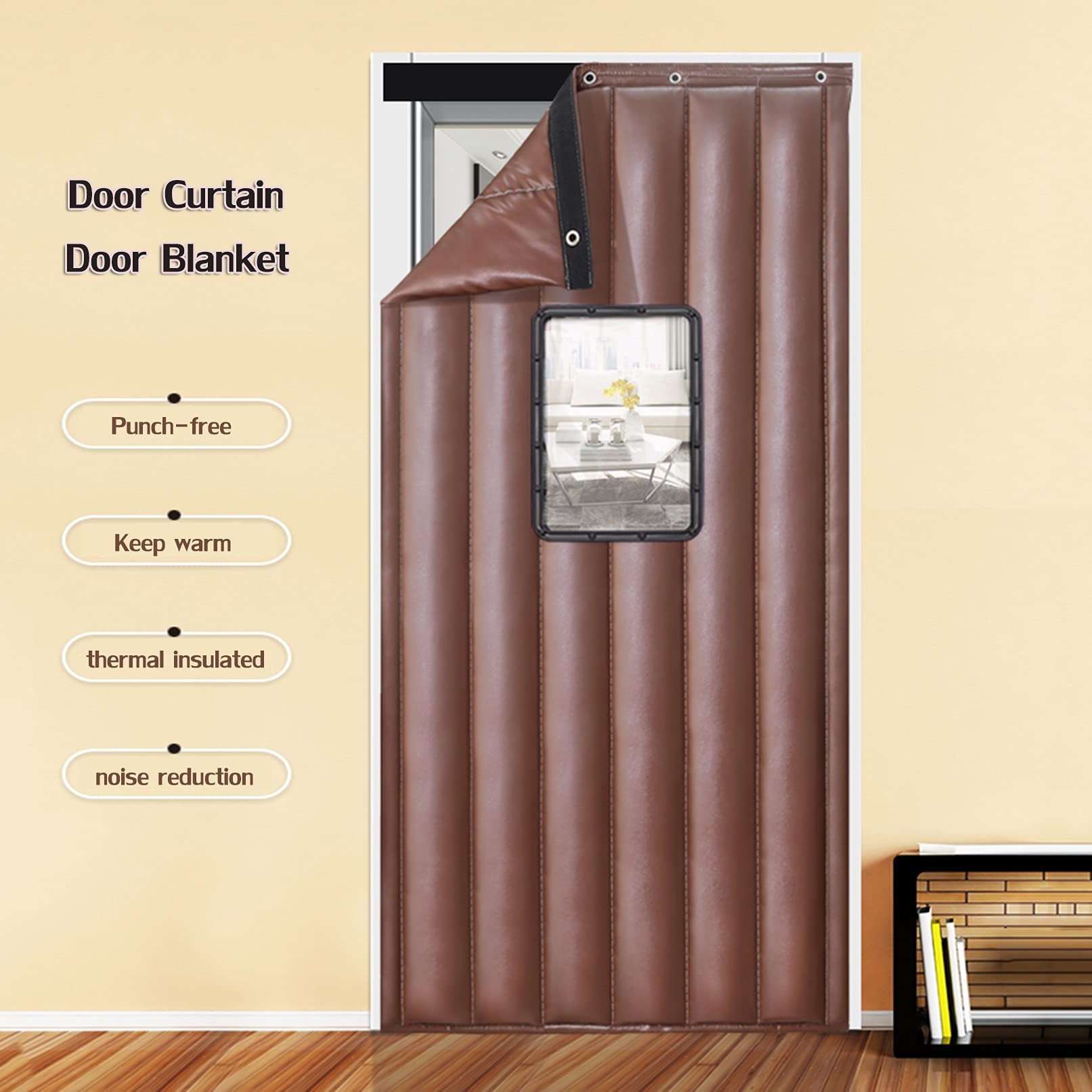 Soundproof Thermal Insulated PU Door Curtain - Noise Reducing Windproof Blanket for Garage, Front Door, Bedroom, Kitchen, Basement & Patio | Perfect for Home, Office & Commercial Space Noise Control