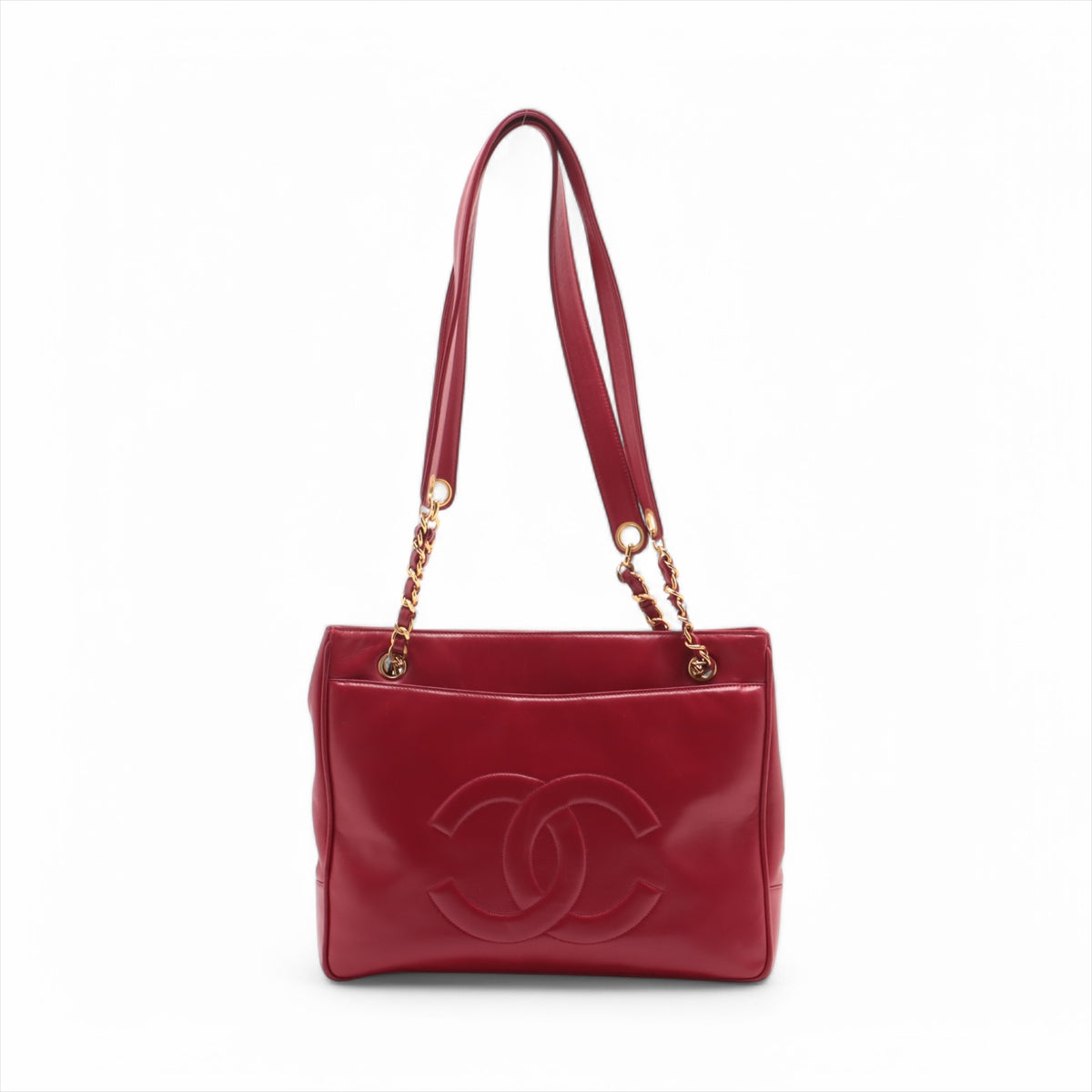 Chanel CC Logo Lambskin Leather Chain Shoulder Tote Bag in Red - Luxury Designer Handbag for Women | Perfect for Date Night, Parties & Special Occasions