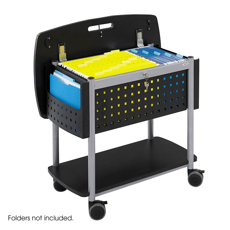 DuraScoot Mobile File Cabinet with Worksurface - Black & Silver Accent - Perfect for Office, Home, or Classroom Organization and Storage