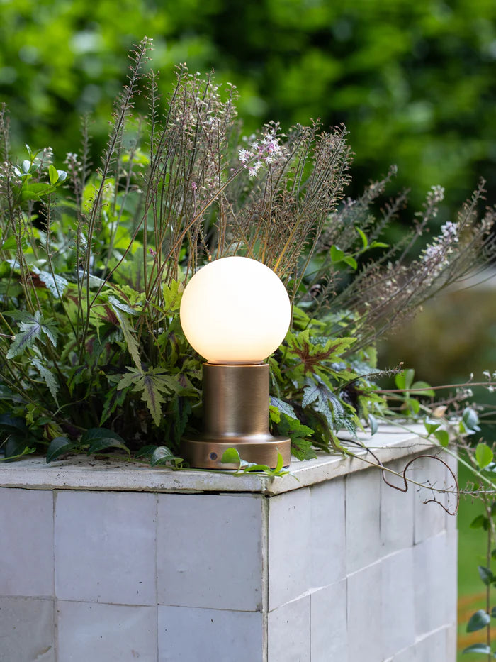Vintage Brass & Opal Rechargeable Table Lamp - USB Portable Bedside Night Light for Bedroom, Living Room, Office Decor