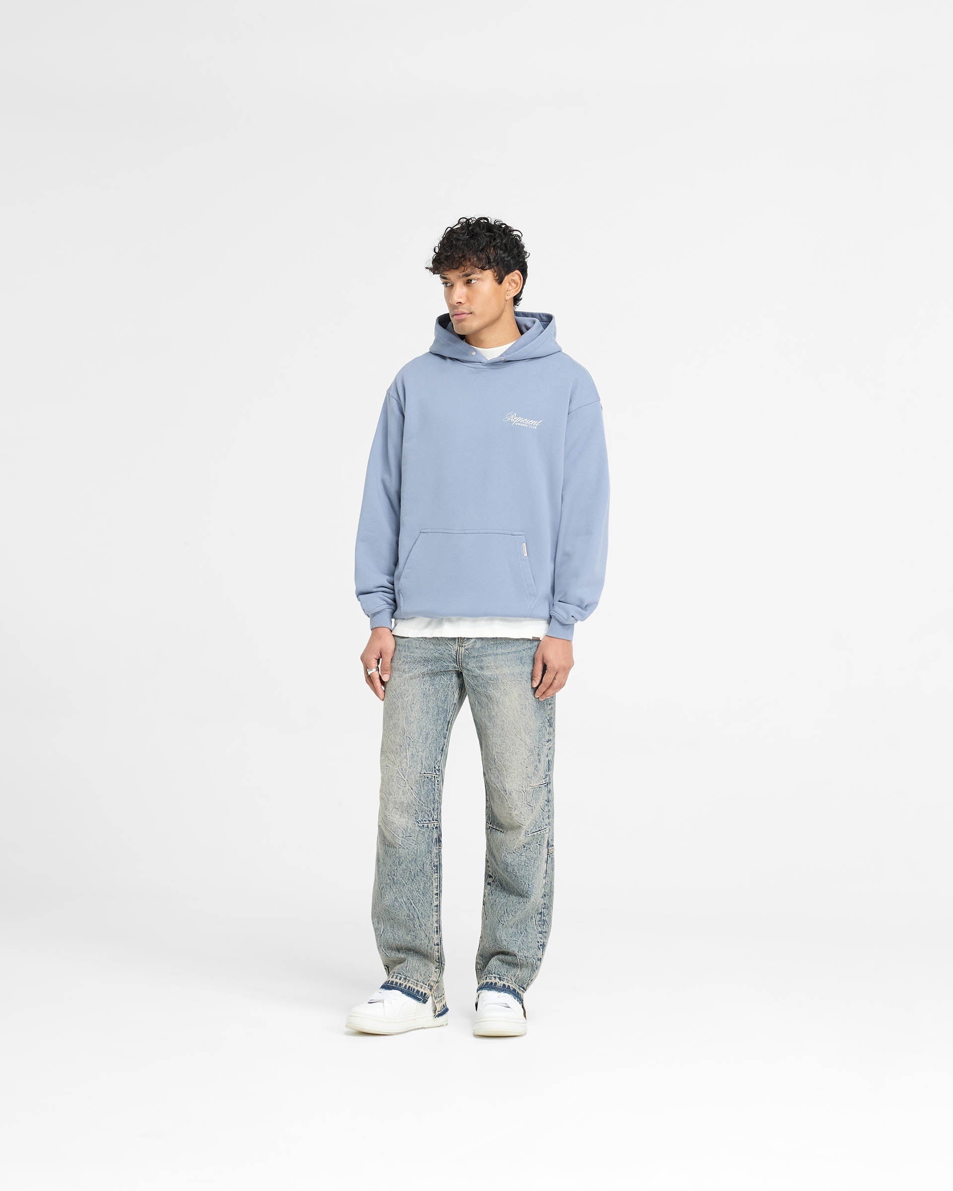 Represent Owners Club Script Hoodie - Dusty Blue | Premium Streetwear Pullover for Men & Women | Perfect for Casual Outfits, Gym Wear & Urban Fashion