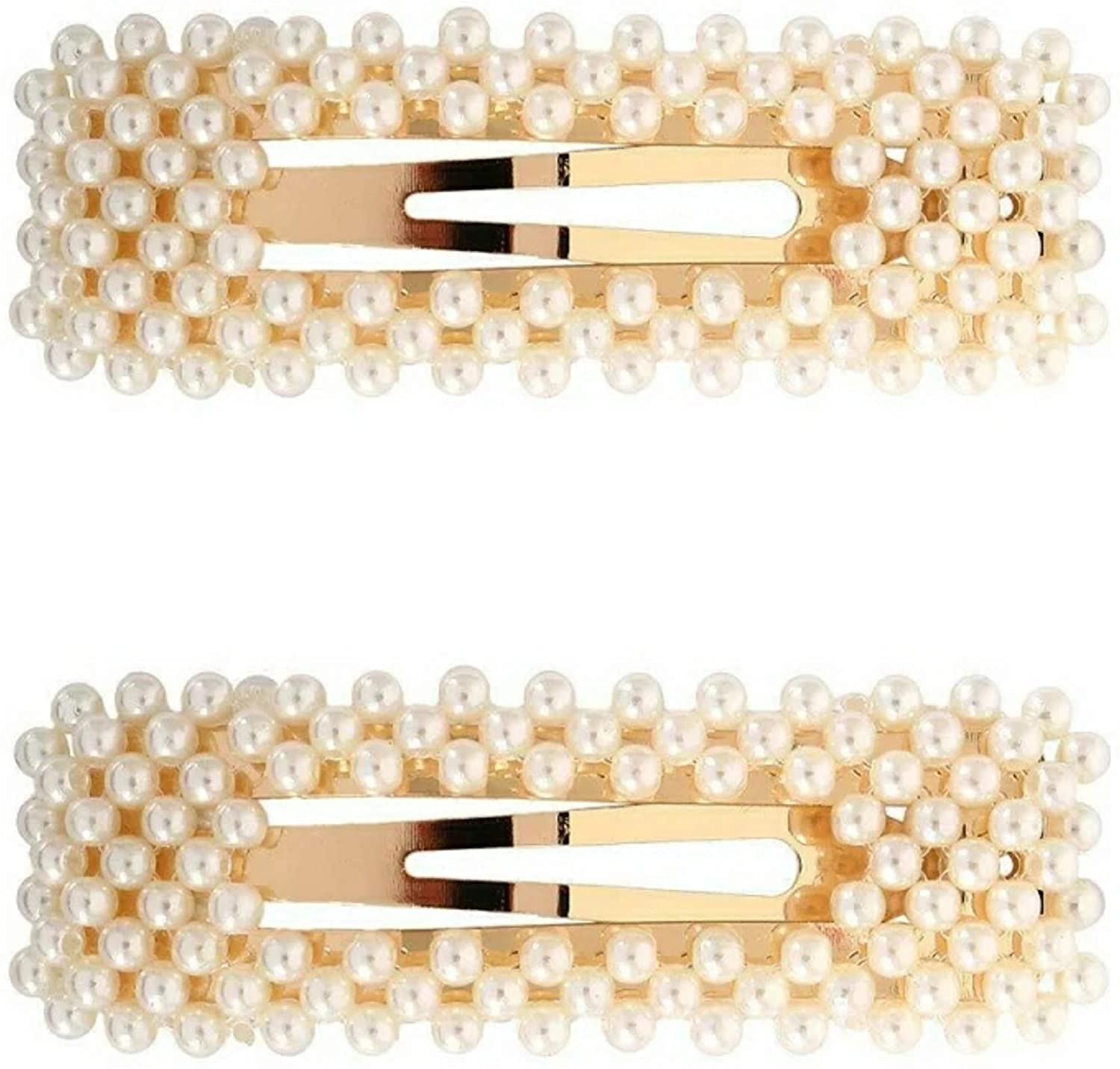 Shreya Fashion Off-White Pearl Hair Clips - 2 Pairs (4 Pcs) - Elegant Hair Accessories for Women & Girls - Perfect for Weddings, Parties & Everyday Wear