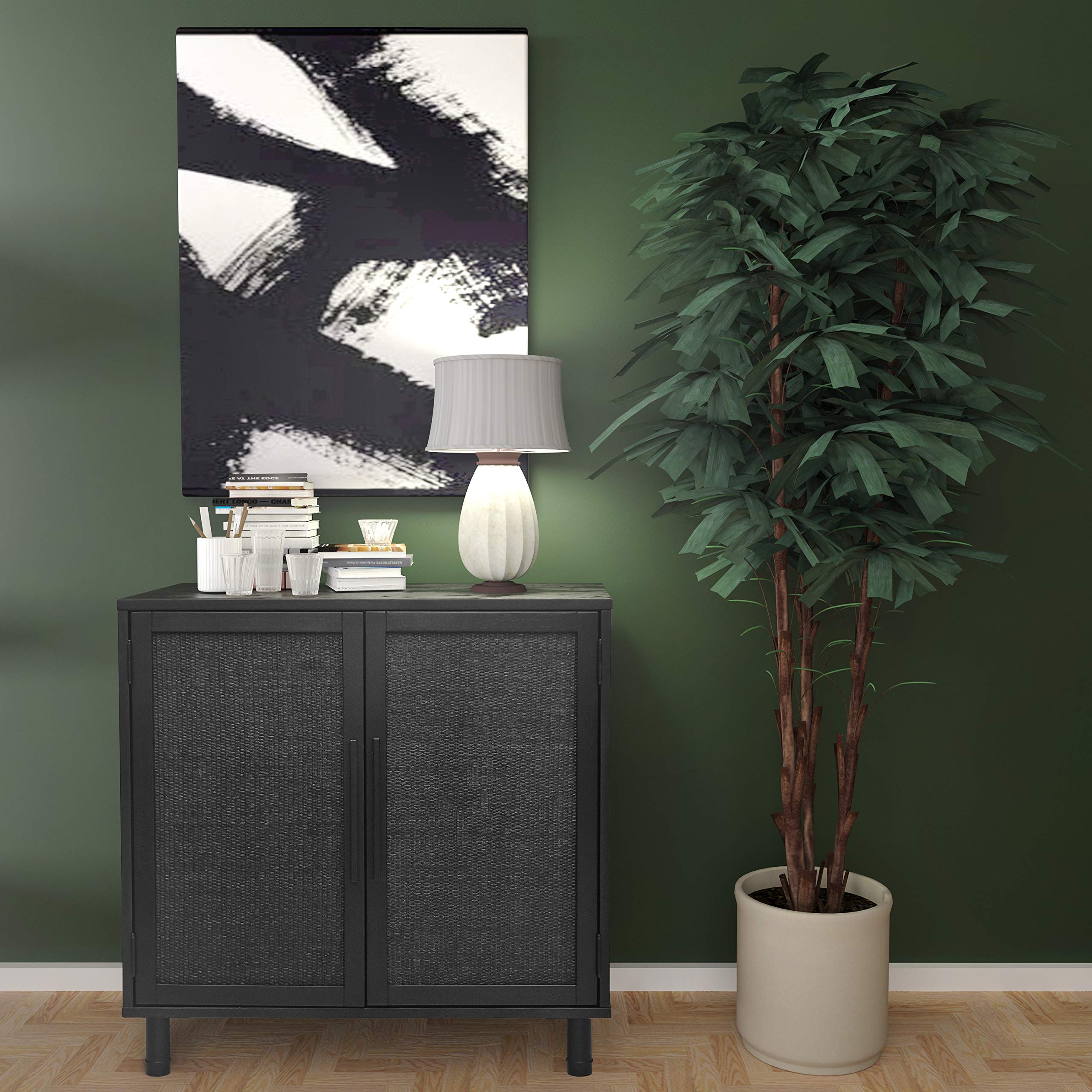 Delancey Black 2-Door Storage Cabinet - Modern Wardrobe for Bedroom, Living Room & Office Organization