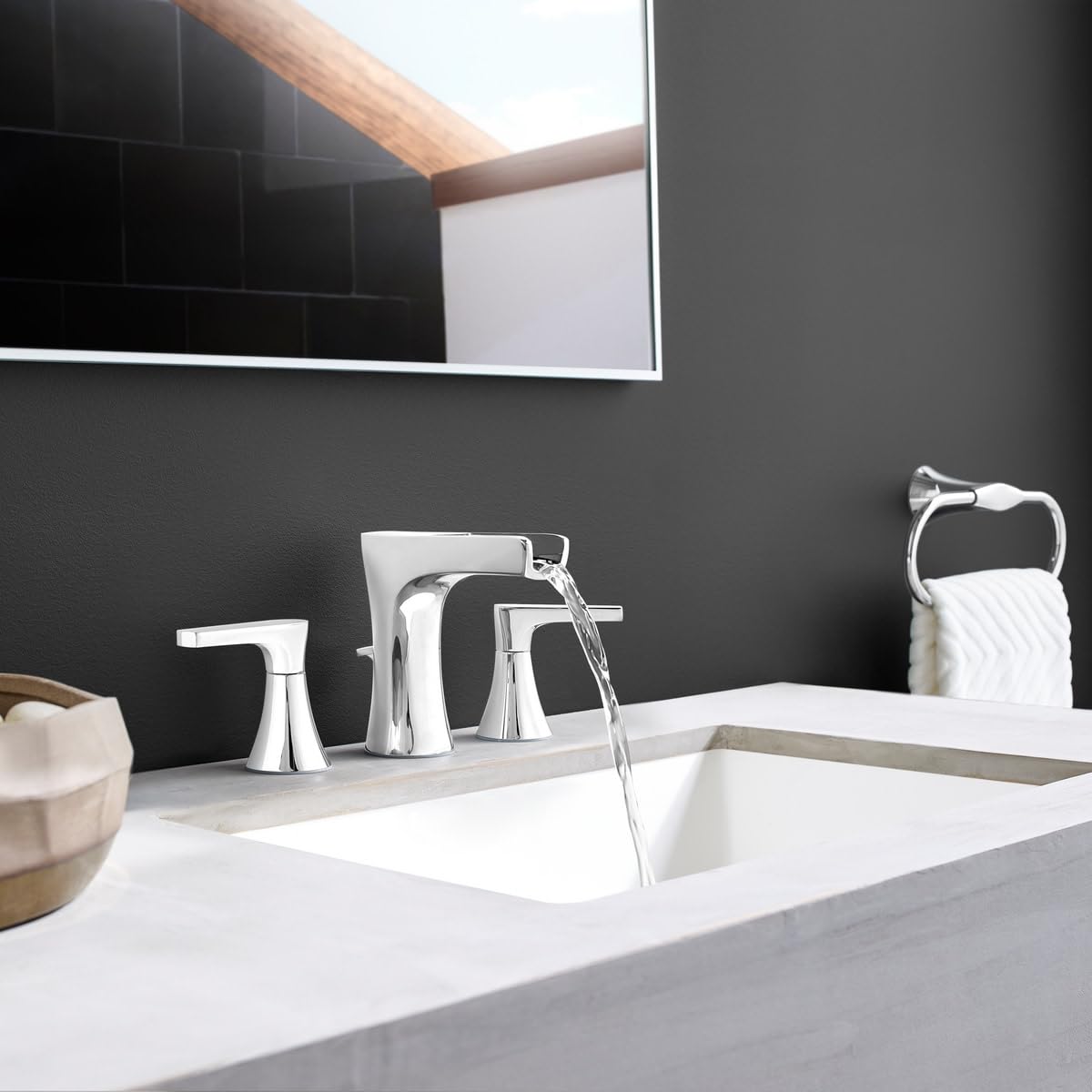 Pfister LG49-MF1K Brushed Nickel Single Handle Bathroom Faucet - Modern Waterfall Spout for Vanity Sink, Easy Installation, Durable Finish - Perfect for Home Bathroom Renovation and Guest Bathroom Upgrade