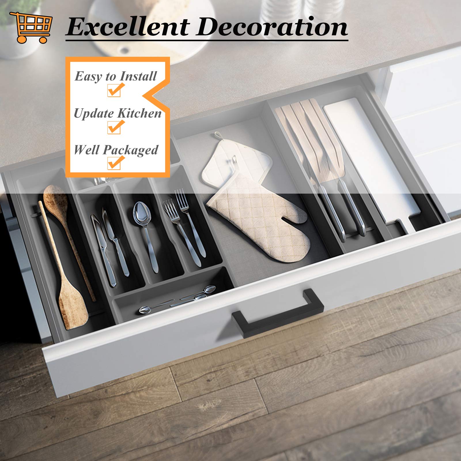 Probrico 10 Pack 3-3/4 Inch Matte Black Square Cabinet Handles - Kitchen & Bathroom Drawer Pulls, Cupboard & Dresser Hardware for Modern Home Decor - Perfect for Cabinets, Wardrobes, and Furniture Upgrades