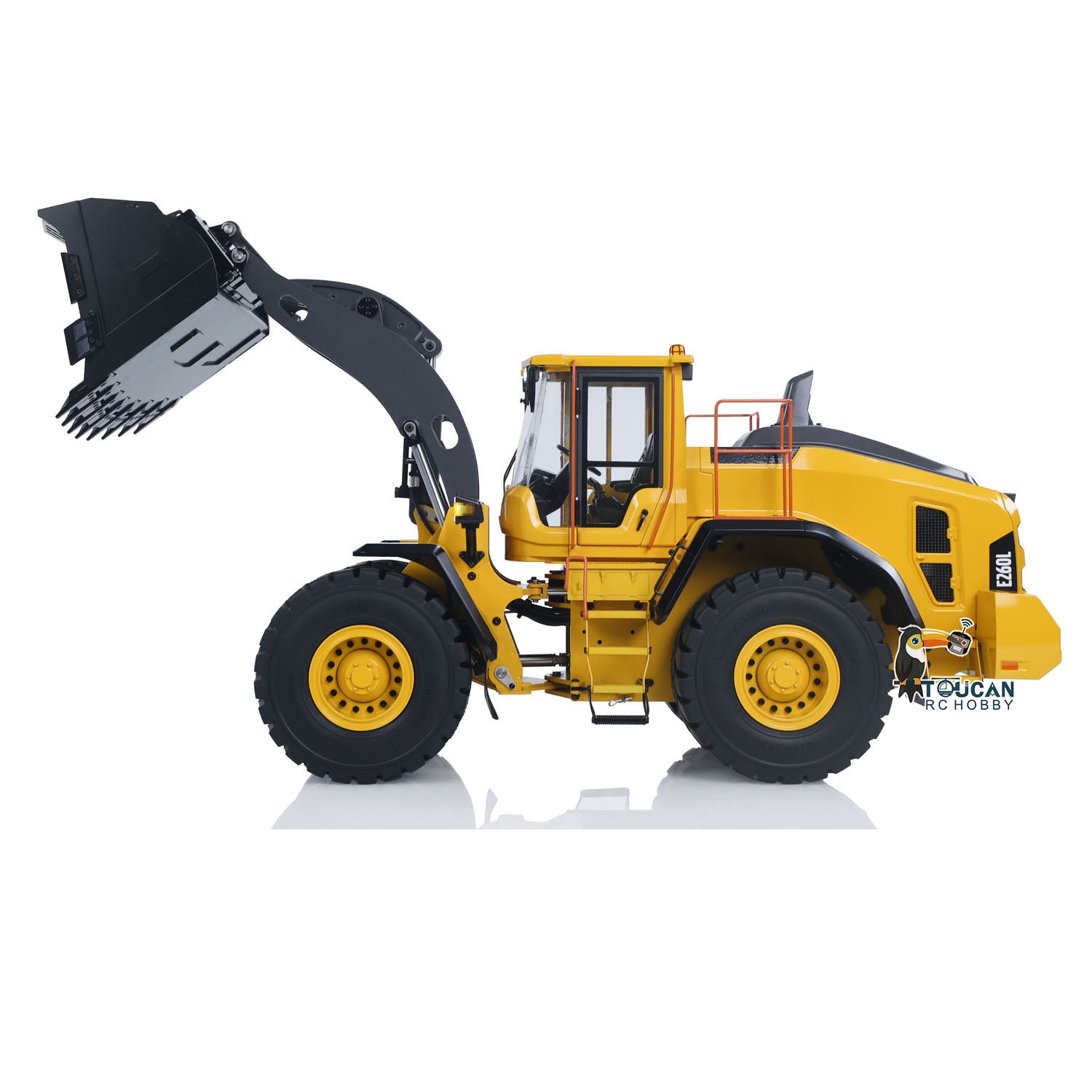 1/14 Scale RC Hydraulic Loader E260L - Metal Remote Control Construction Vehicle with Flysky ST8 Radio, Locking Differential & Fork Coupler - Perfect for Construction Simulation, Backyard Digging & RC Hobby Enthusiasts
