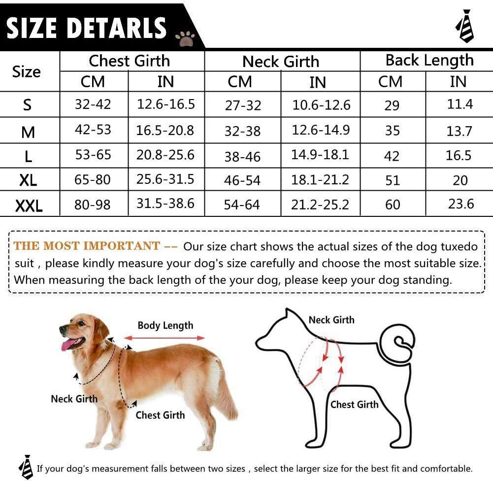 QBLEEV Dog Tuxedo for Large Dogs - Formal Dog Suit with Bow Tie & Bandana Set | Wedding, Halloween, Christmas & Birthday Party Costume | Blue | Perfect for Special Occasions & Cosplay Events