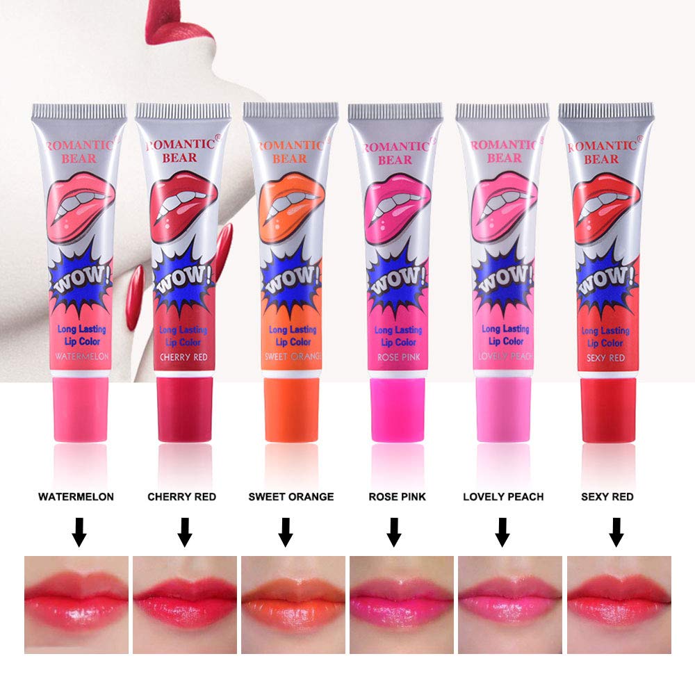 Pink Shimmer Romantic Bear Lip & Cheek Tint - 6 Pack, Natural & Long-Lasting Makeup for Lips & Cheeks, Perfect for Date Night, Parties & Everyday Glam
