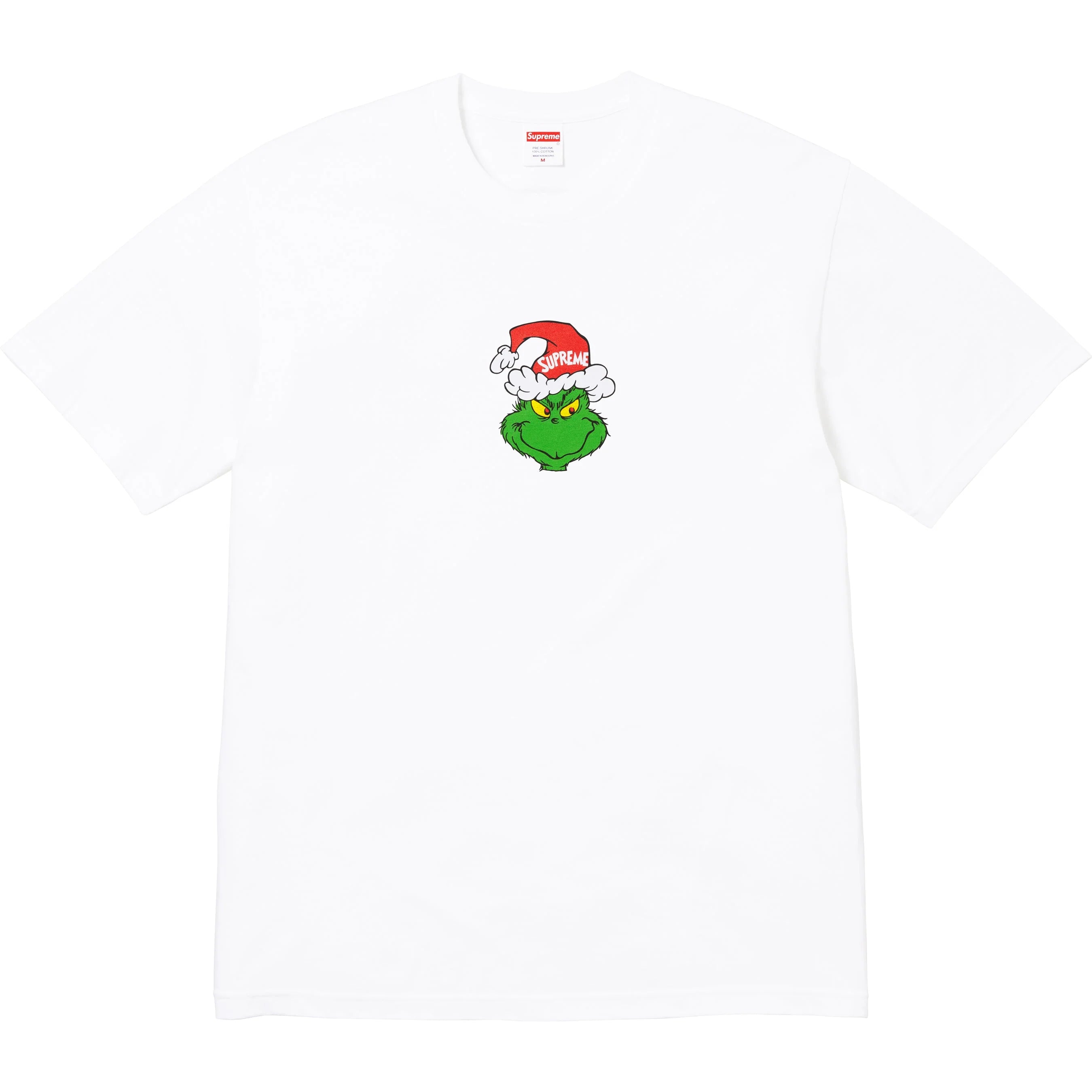 Supreme Grinch T-Shirt for Men - White Cotton Graphic Tee - Christmas Holiday Party Outfit & Casual Streetwear Fashion