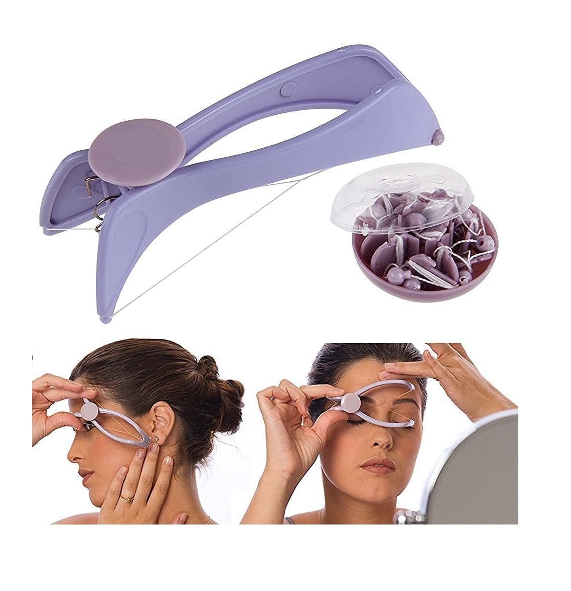 ORENAME Slique Women's Painless Eyebrow & Facial Hair Remover - Upper Lip Threading Trimmer, Body Hair Removal System for Smooth Skin | Perfect for Eyebrow Shaping, Facial Hair Removal & At-Home Grooming