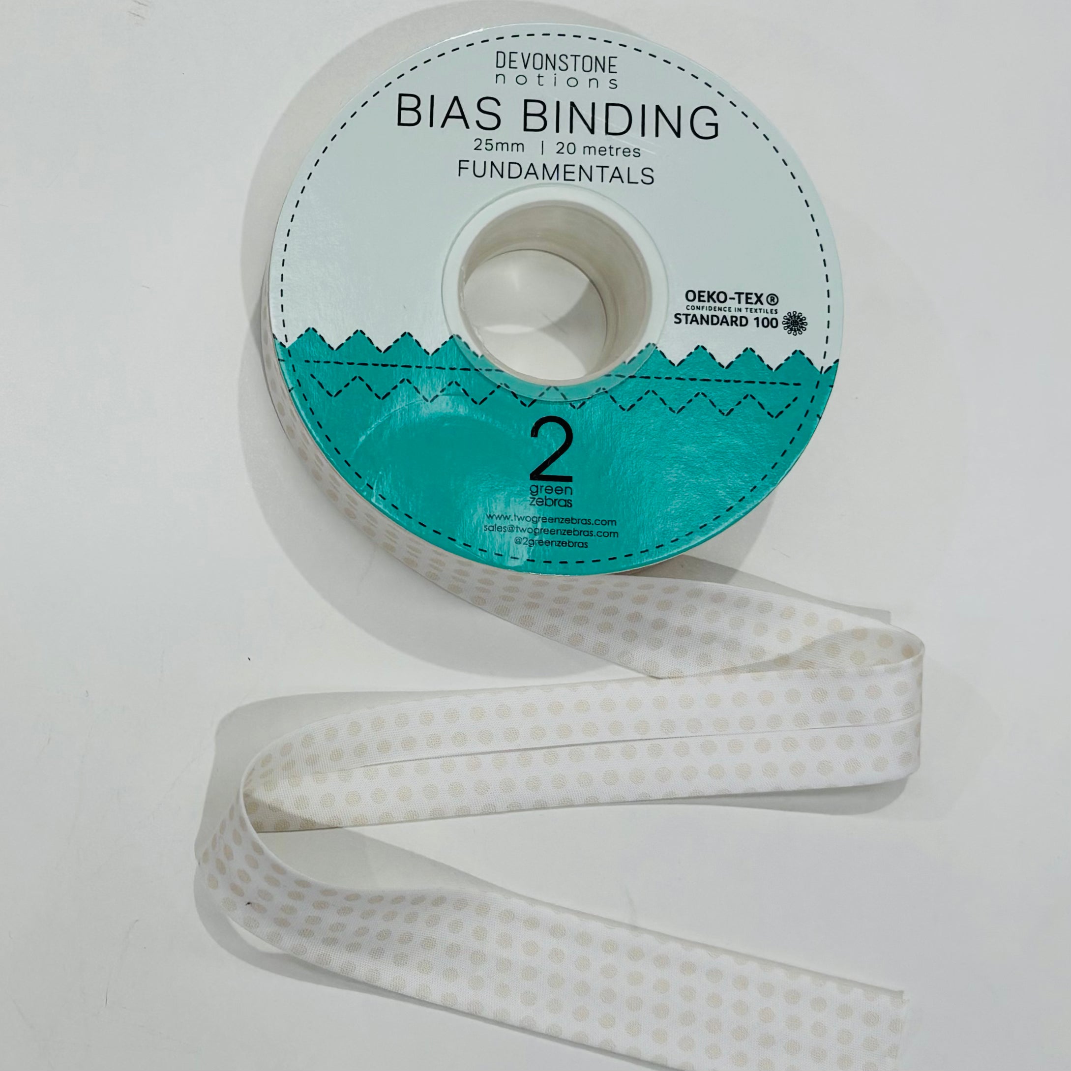 1 Inch (25mm) Natural Cream Dot Bias Binding Tape - DVBB2973 - Perfect for Quilting, Sewing, and DIY Craft Projects
