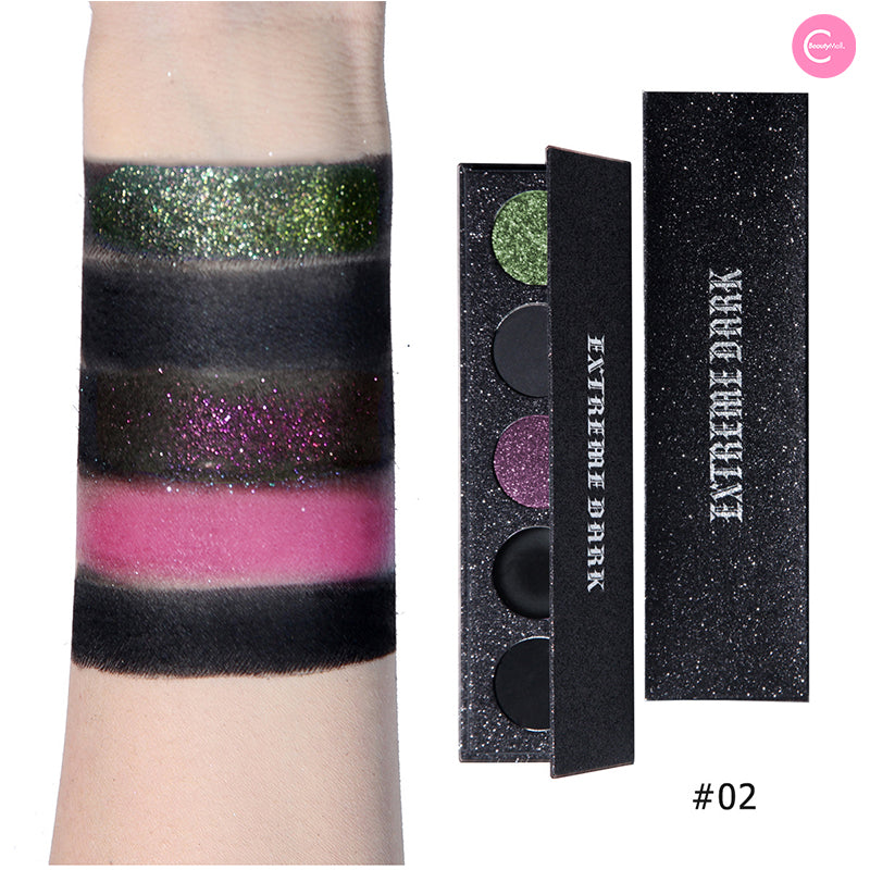 MAFFICK Black Five Color Eyeshadow Palette - Long Lasting, Highly Pigmented Makeup for Day & Night Looks - Perfect for Parties, Weddings & Everyday Wear