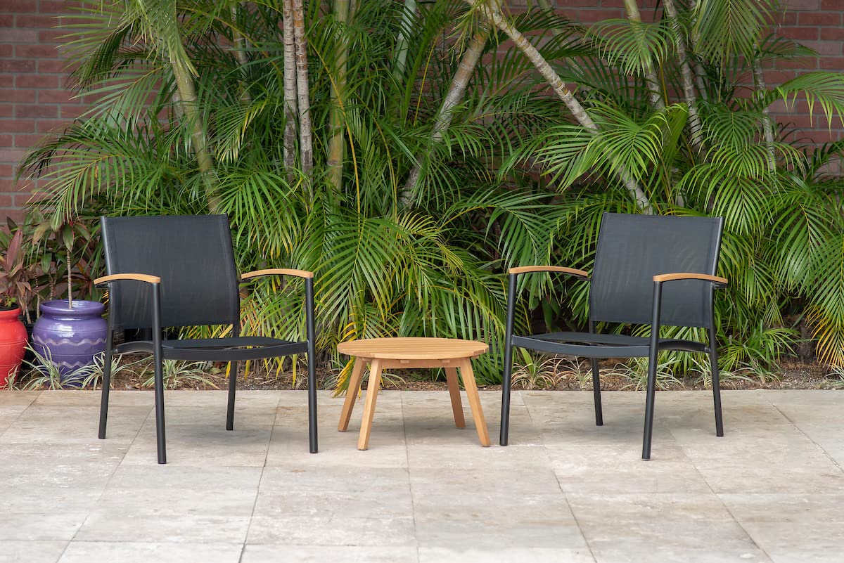 Amazonia Juliette 2-Piece Stacking Patio Furniture Set - Black Wicker Sofa & Sling Chairs for Outdoor, Garden, Poolside & Deck Use - Durable All-Weather Resin Wicker Conversation Set