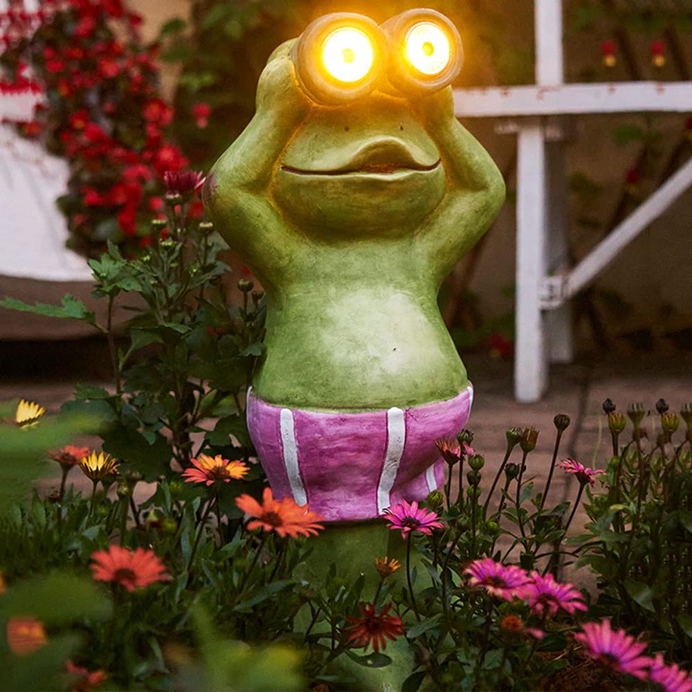 Solar Powered Zen Frog Garden Statue - 8.7 Inch Outdoor Meditation Decor with LED Lights, Resin Yoga Frog Figurine for Yard, Patio, and Zen Garden Decorations - Perfect for Outdoor Relaxation and Nighttime Ambiance