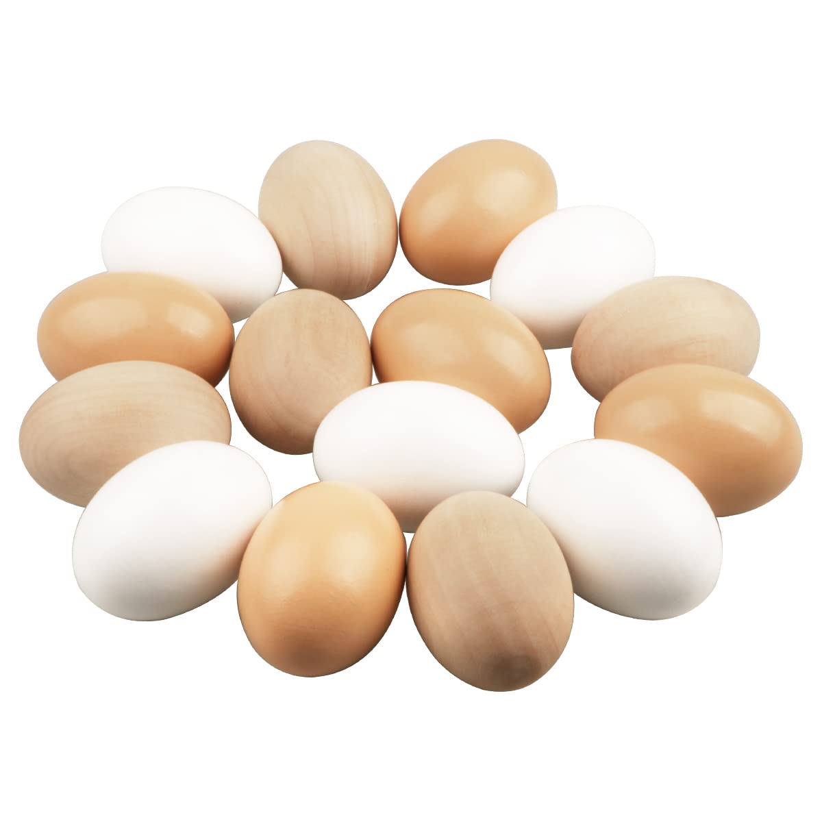 15PCS Wooden Easter Eggs - Life-Size Fake Eggs for Hand Painting, Dyeing & Carving Crafts | Easter Decorations, Pretend Play Toys, Chicken Coop Simulation | Perfect for DIY Projects, Home Decor & Easter Egg Hunts
