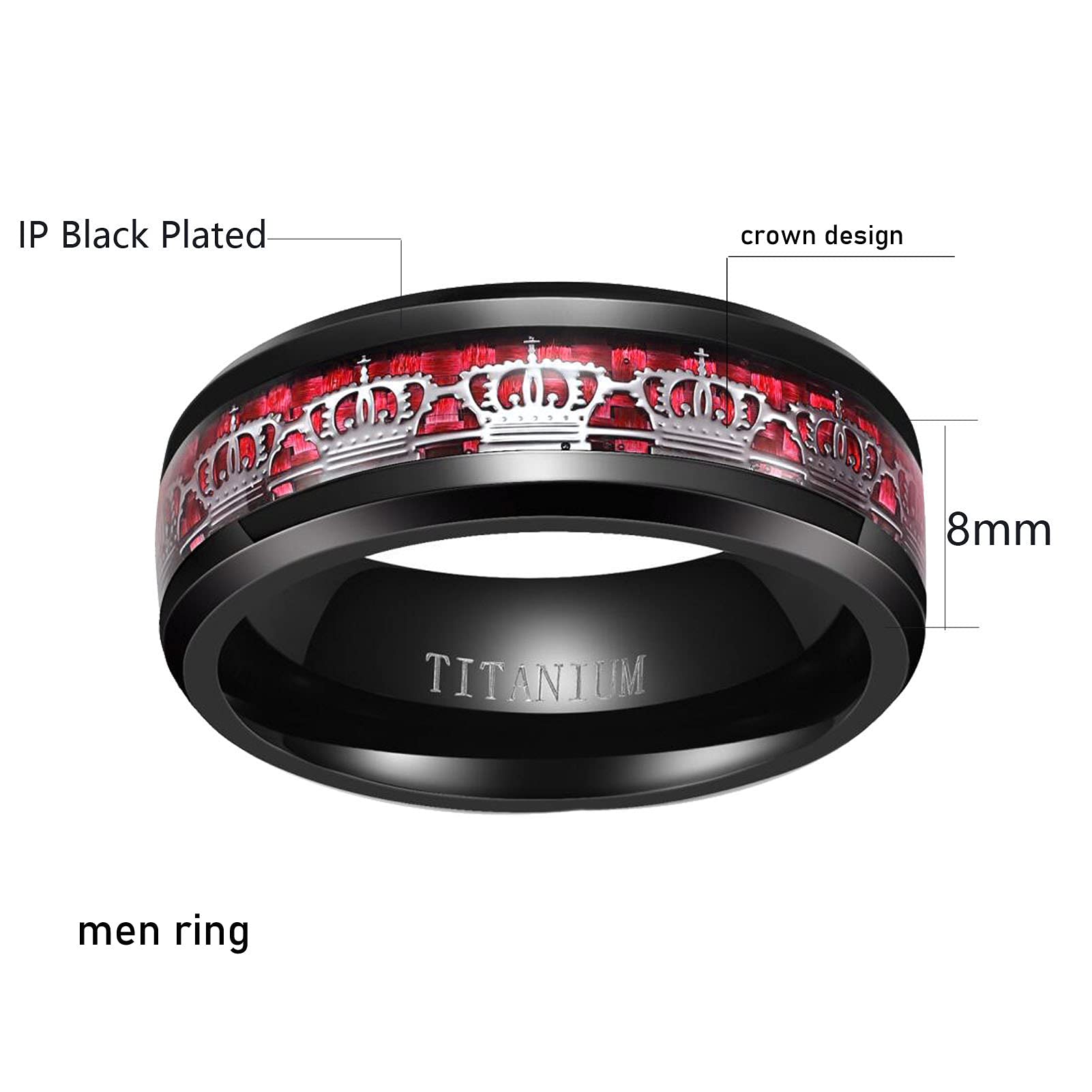 Matching Couple Rings for Women & Men - His & Her Wedding Bands with Red CZ Stones & Crown Design - Perfect for Anniversaries, Engagements, and Romantic Gifts