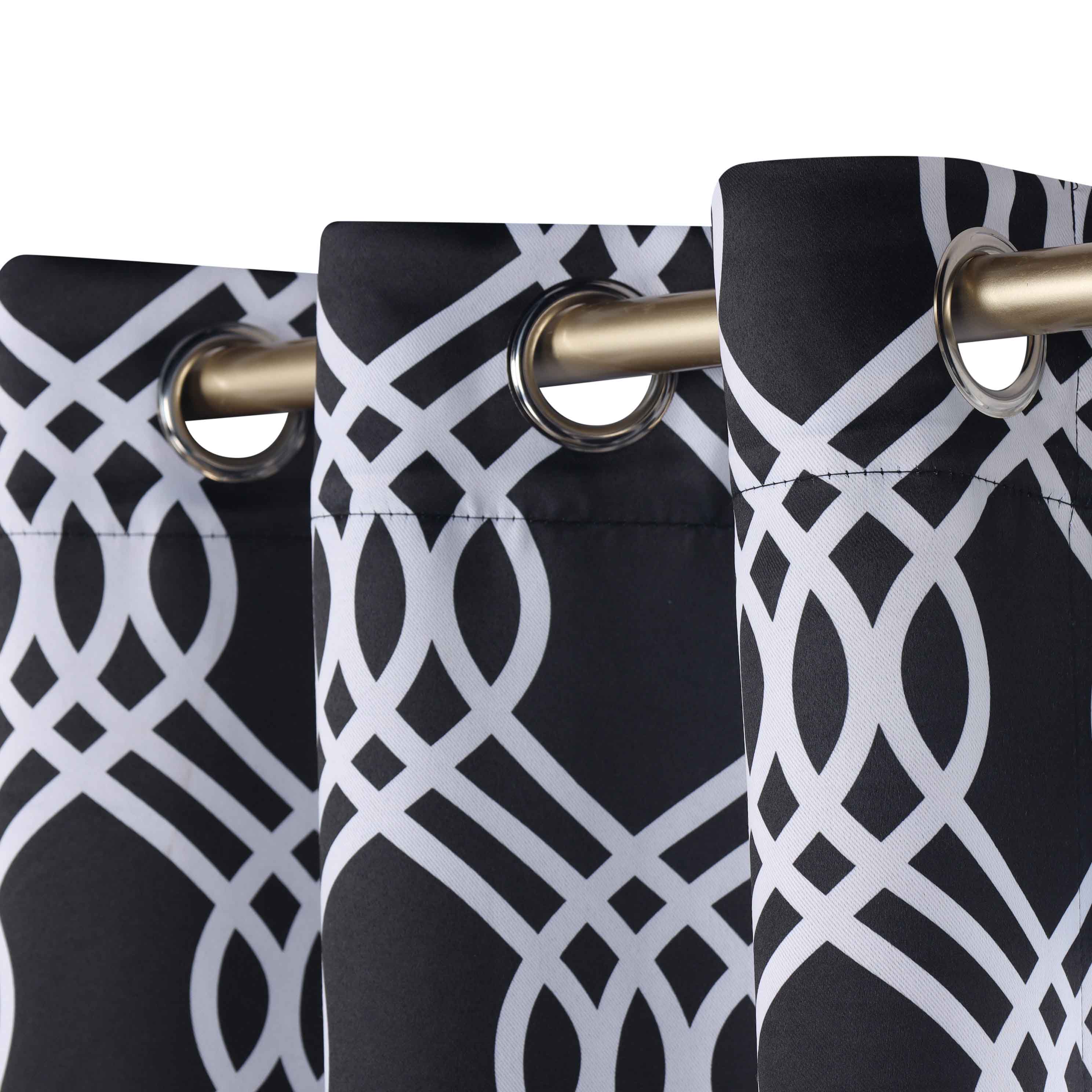 Washable Blackout Curtains with Ribbon Trellis Design - Room Darkening Window Treatment for Bedroom & Living Room - Thermal Insulated Drapes for Better Sleep and Energy Efficiency