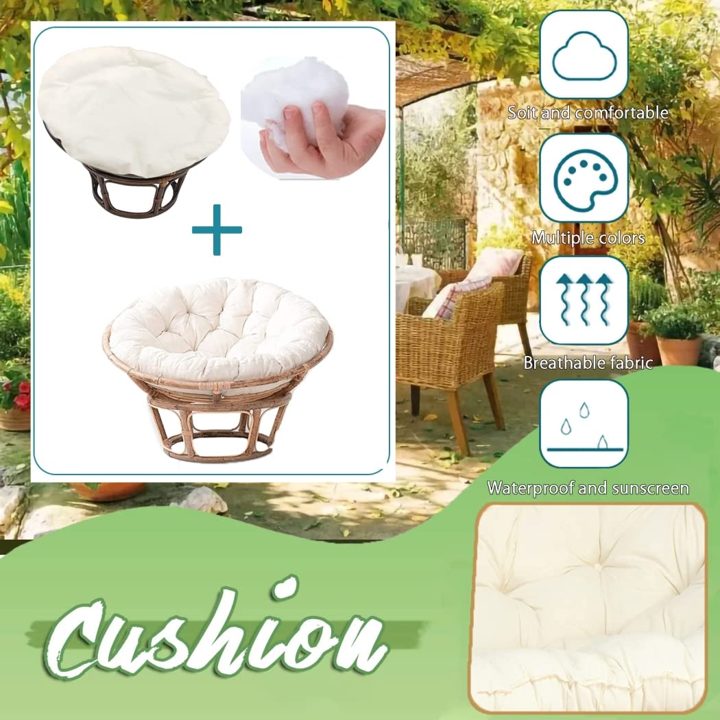 Premium Papasan Chair Cushion Covers - Washable Replacement Covers for Swing Chairs & Round Egg Chairs (55x55 Inches, Black) - Perfect for Indoor/Outdoor Lounging, Reading Nooks & Boho Home Decor
