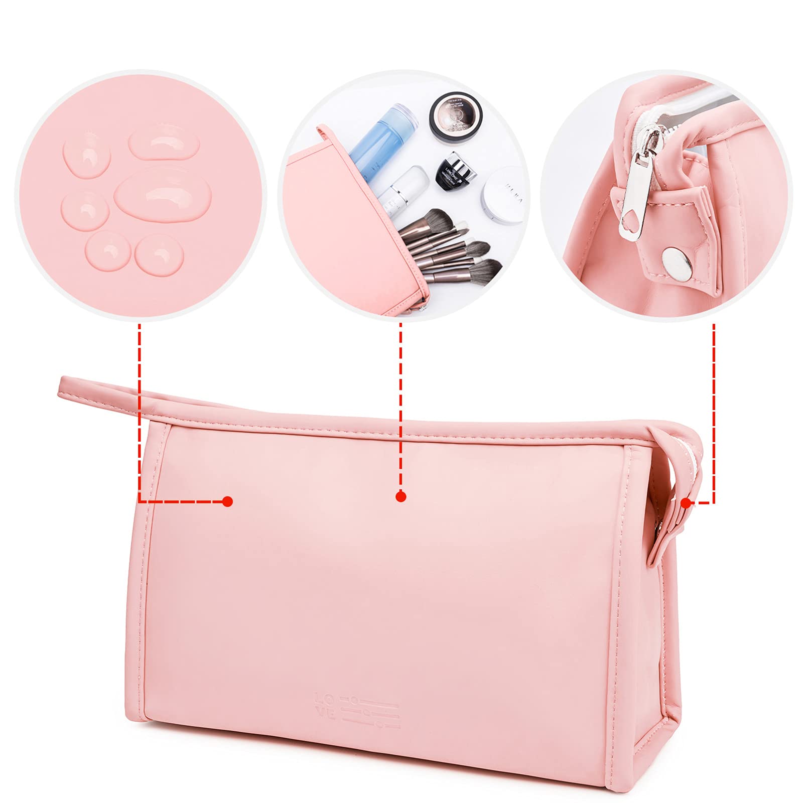 EAYIRA 2-Pack Pink Cosmetic Storage Pouch Set - Waterproof Makeup Bag for Travel & Home Use, Organizer for Cosmetics, Brushes & Toiletries | Perfect for Daily Use, Vacation & Gym Essentials