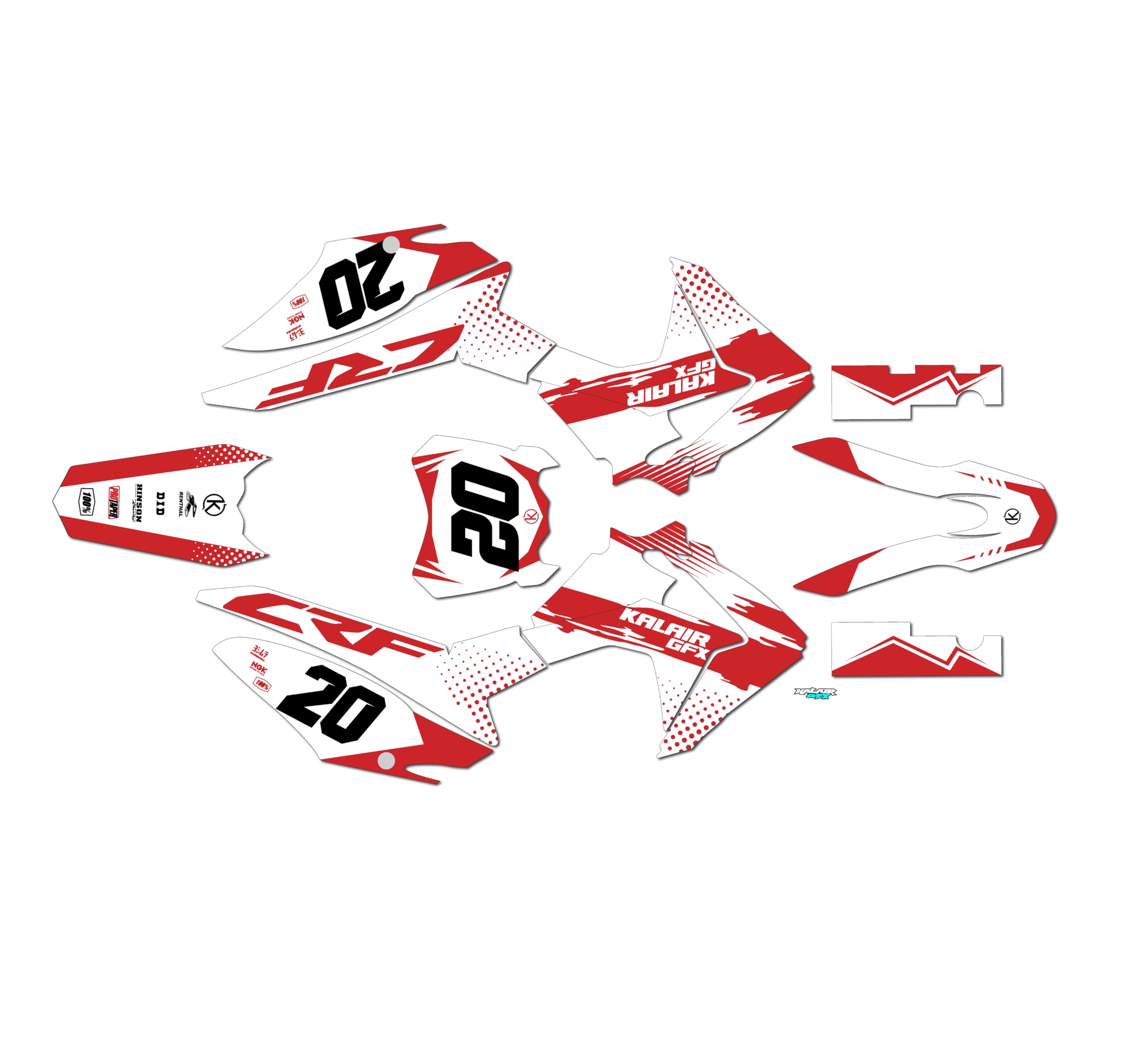 Honda CRF125F (2013-2018) Spear Series Red 9 Mil Dirt Bike Graphics Kit - High-Quality Motorcycle Stickers & Dirtbike Racing Decals for Motocross Accessories - Perfect for Pit Bikes, Off-Road Racing & Custom Bike Styling