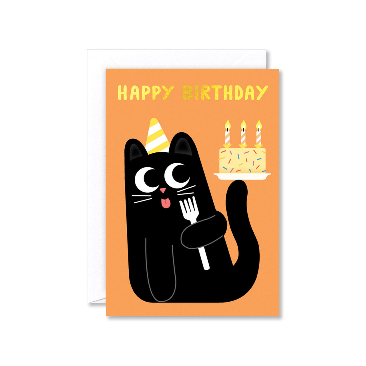 Happy Birthday Cat & Cake Greeting Card - Funny Cat Birthday Card for Cat Lovers - Perfect for Birthdays, Parties & Special Occasions