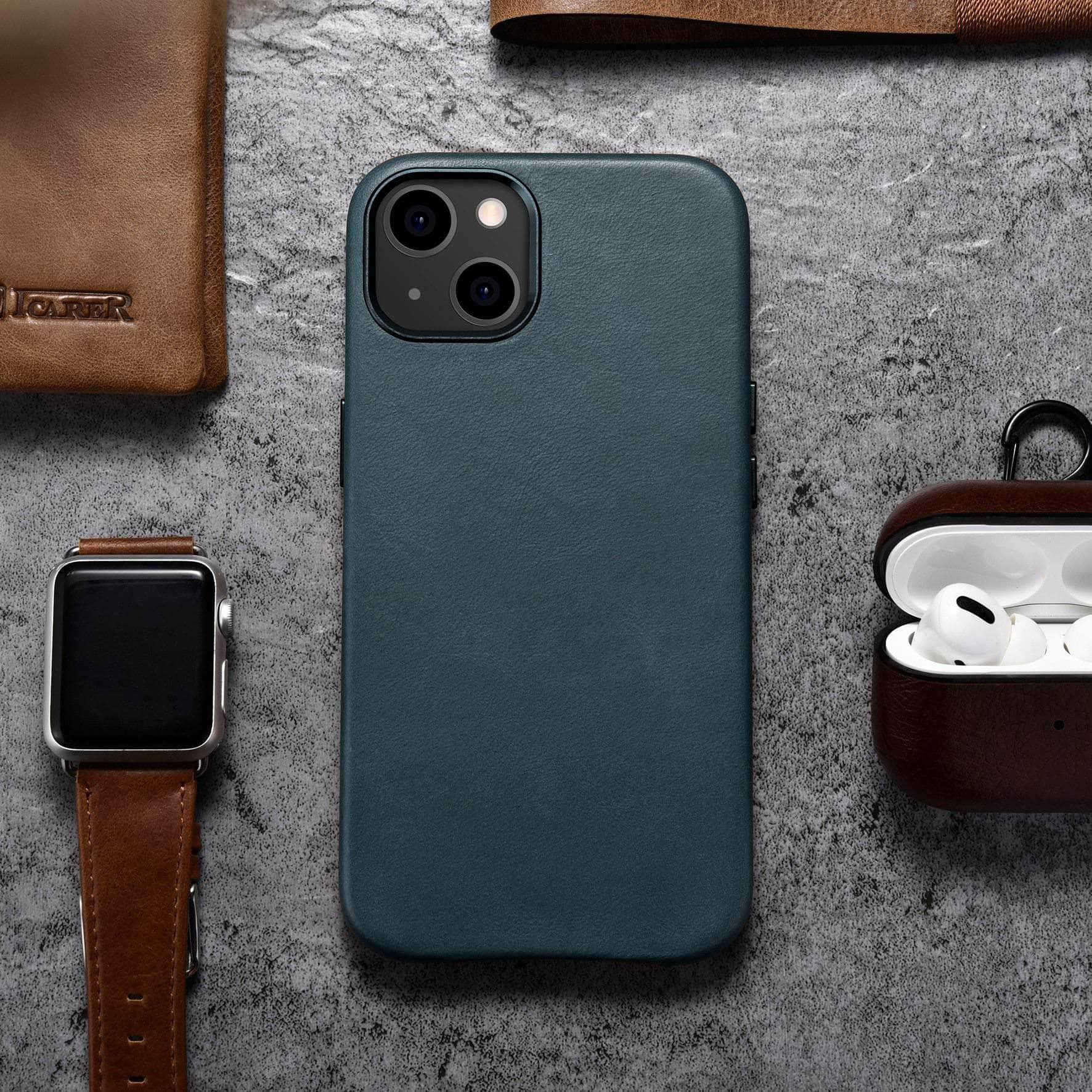 ICARER Genuine Leather iPhone 13 Pro Case - Premium Cowhide Retro Style Protective Cover for Men & Women - Perfect for Office, Travel and Daily Use