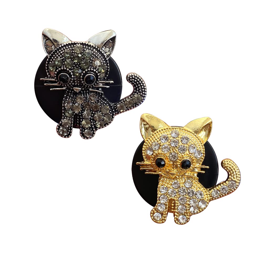 Cute Kitten Car Perfume Clip - Rhinestone Bling Air Vent Essential Oil Diffuser & Aromatherapy Ornament | Car Accessories for Women, Girls, Teens | Perfect for Sedan, SUV, Truck Interior Decor & Freshening