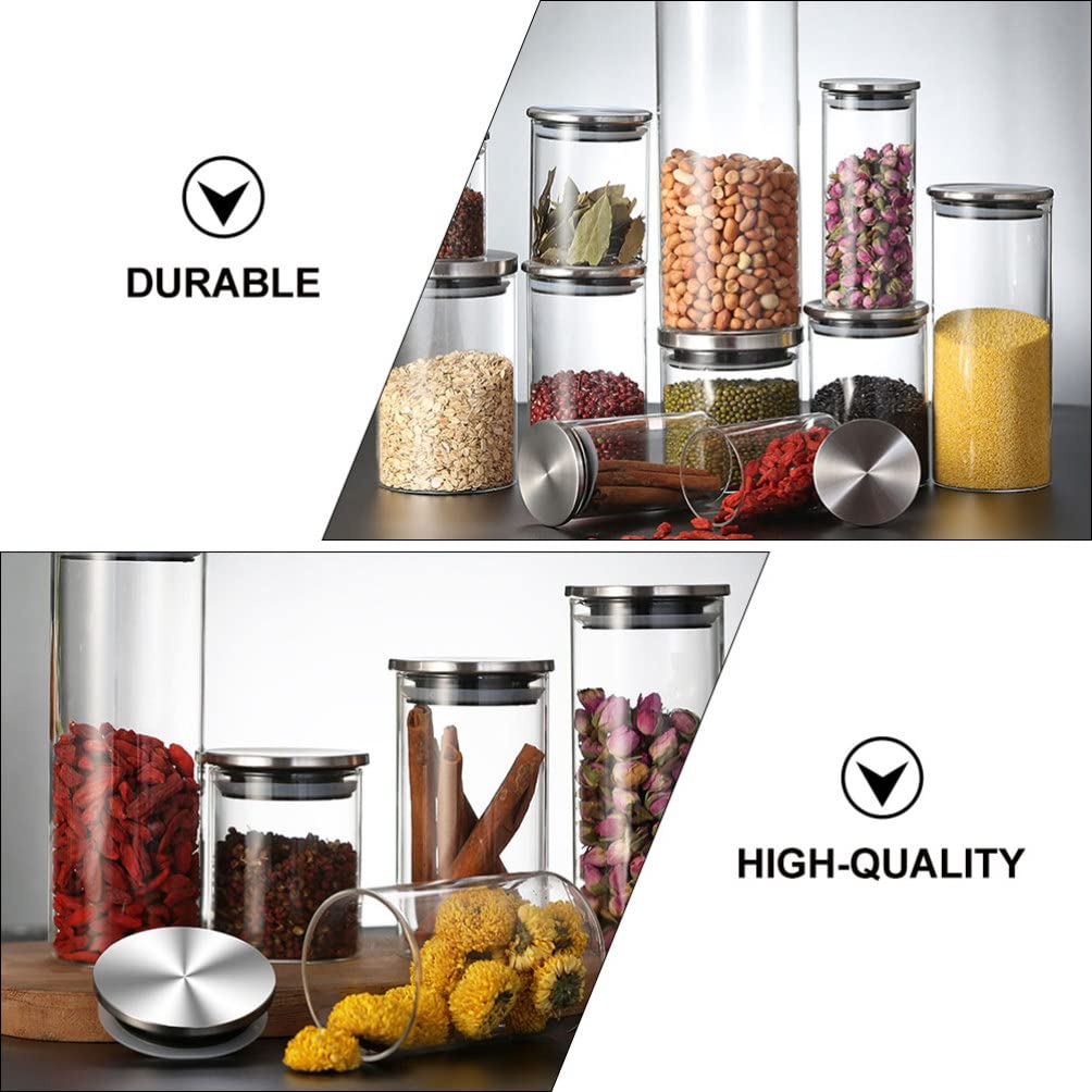 FOMIYES 2-Pack Clear Glass Storage Jars with Airtight Lids - Food Safe Kitchen Canisters for Sugar, Flour, Coffee, Candy & Spices | Pantry Organization & Countertop Decor