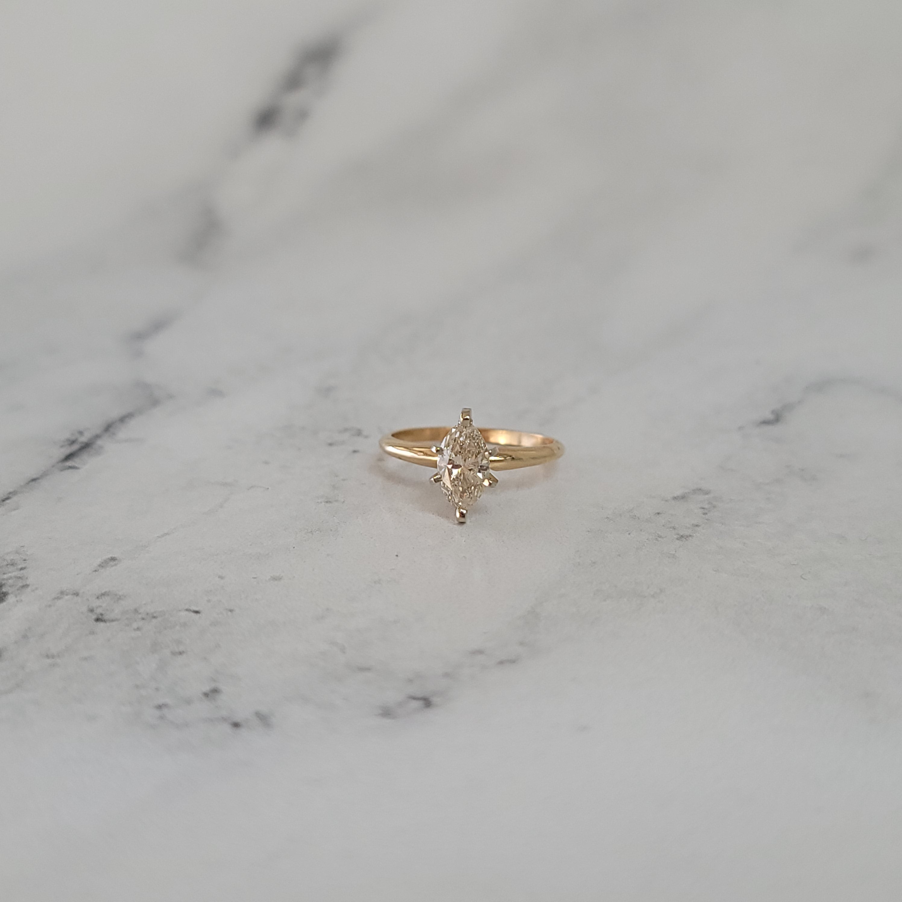 1 Carat Marquise Cut Solitaire Diamond Engagement Ring for Women - Perfect Proposal Gift, Wedding Band, Anniversary Jewelry