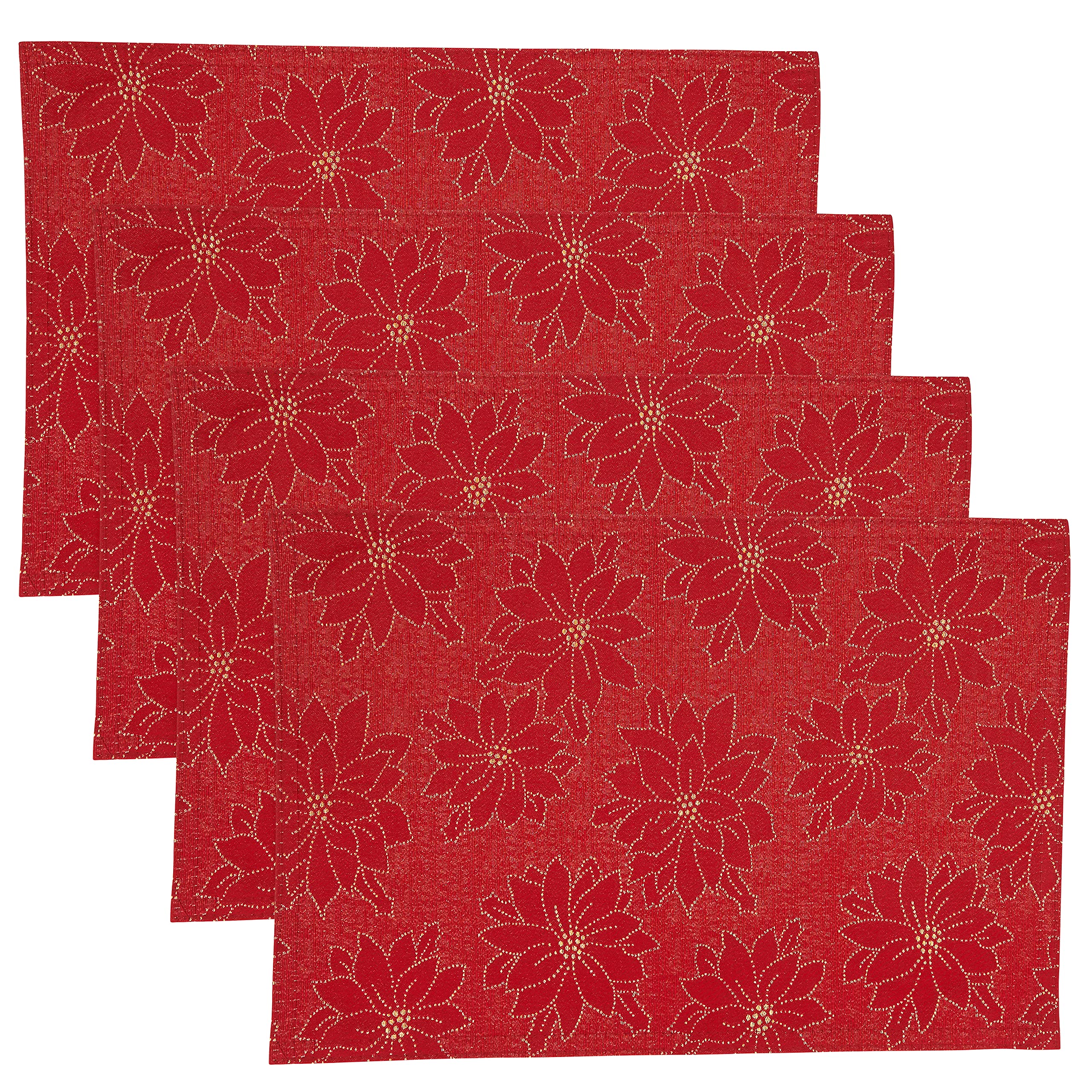 Poinsettia Christmas Table Placemats Set of 4 - Holiday Dinner Party Decorations for Festive Dining & Home Decor