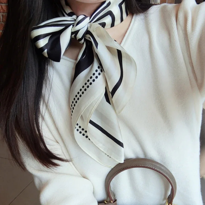 Luxury 100% Real Silk Scarf for Women - Elegant Square Neck Tie, Wrist Wrap, Hair Ribbon & Headband - Versatile Fashion Accessory for Office, Party & Special Occasions
