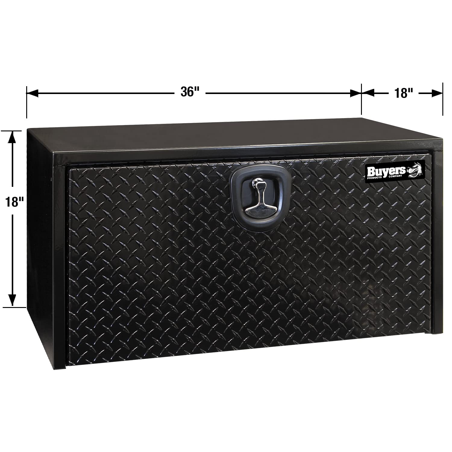Buyers Products 1702505 Black Steel Truck Tool Box with Aluminum Diamond Tread Door - 18x18x36 Inch Heavy Duty USA-Made Tool Chest for Contractors | Perfect for Truck Storage, Job Site Organization & Work Equipment Protection