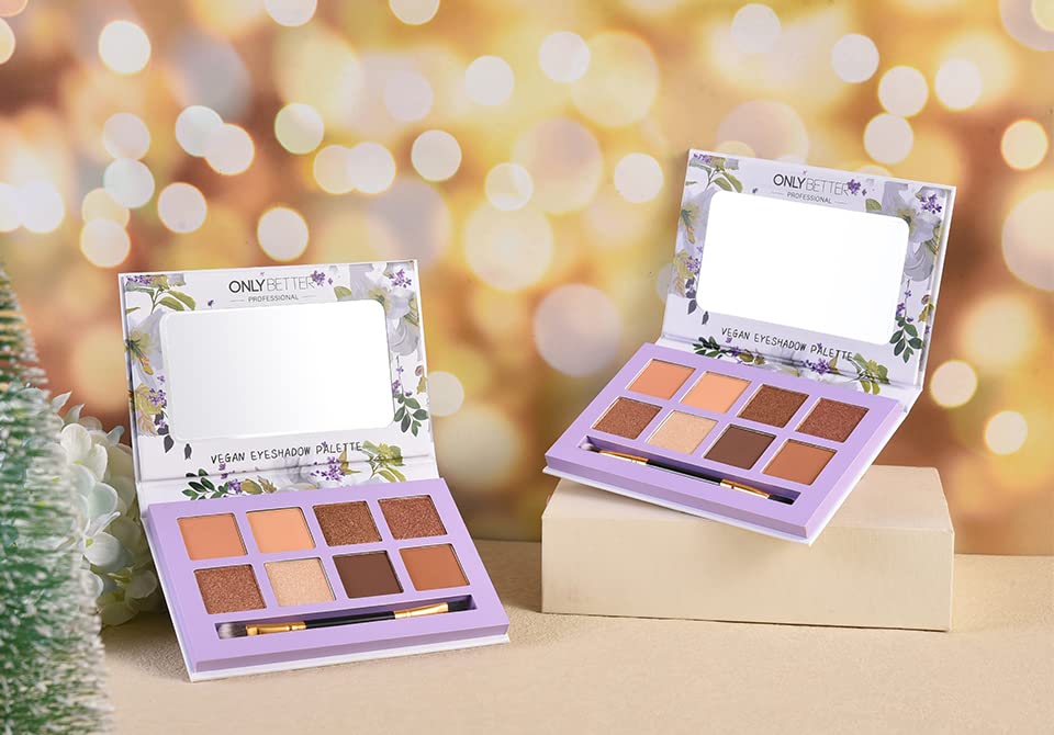 ONLYBETTER 8-Shade Neutral Eyeshadow Palette - Matte & Shimmer Nude Makeup Kit for Everyday Wear, Party & Special Occasions